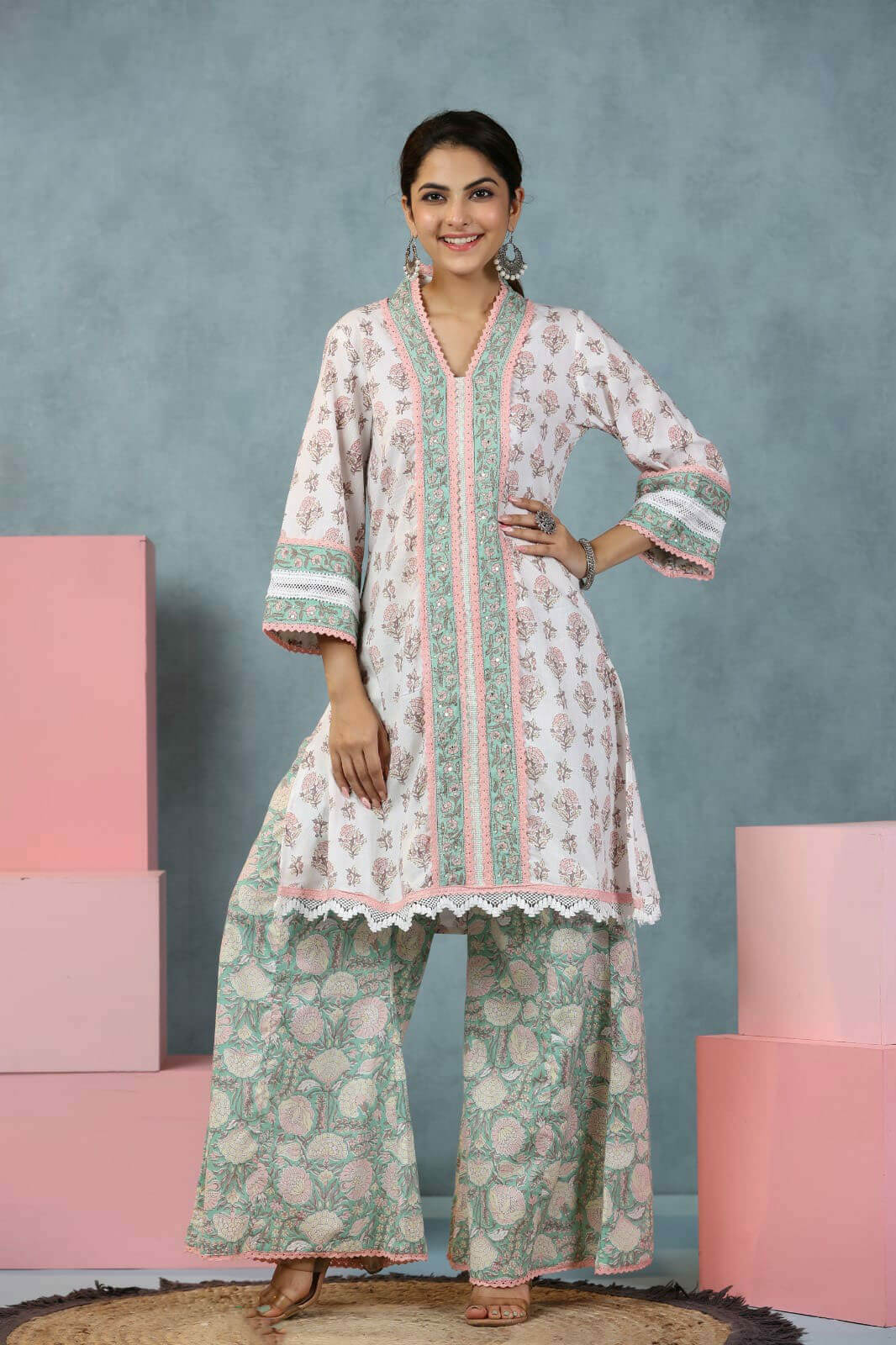 Akira Block Printed Plazzo Co-Ord Set
