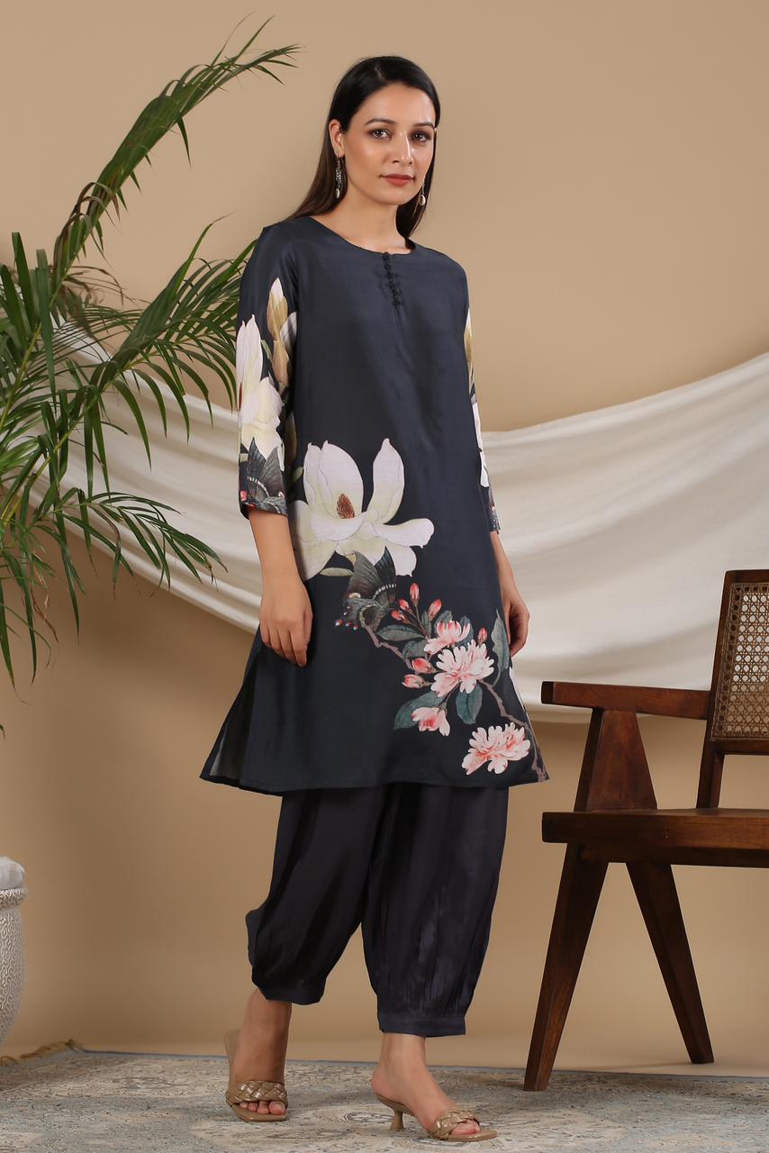 Navya Black Floral Print Co-Ord Set