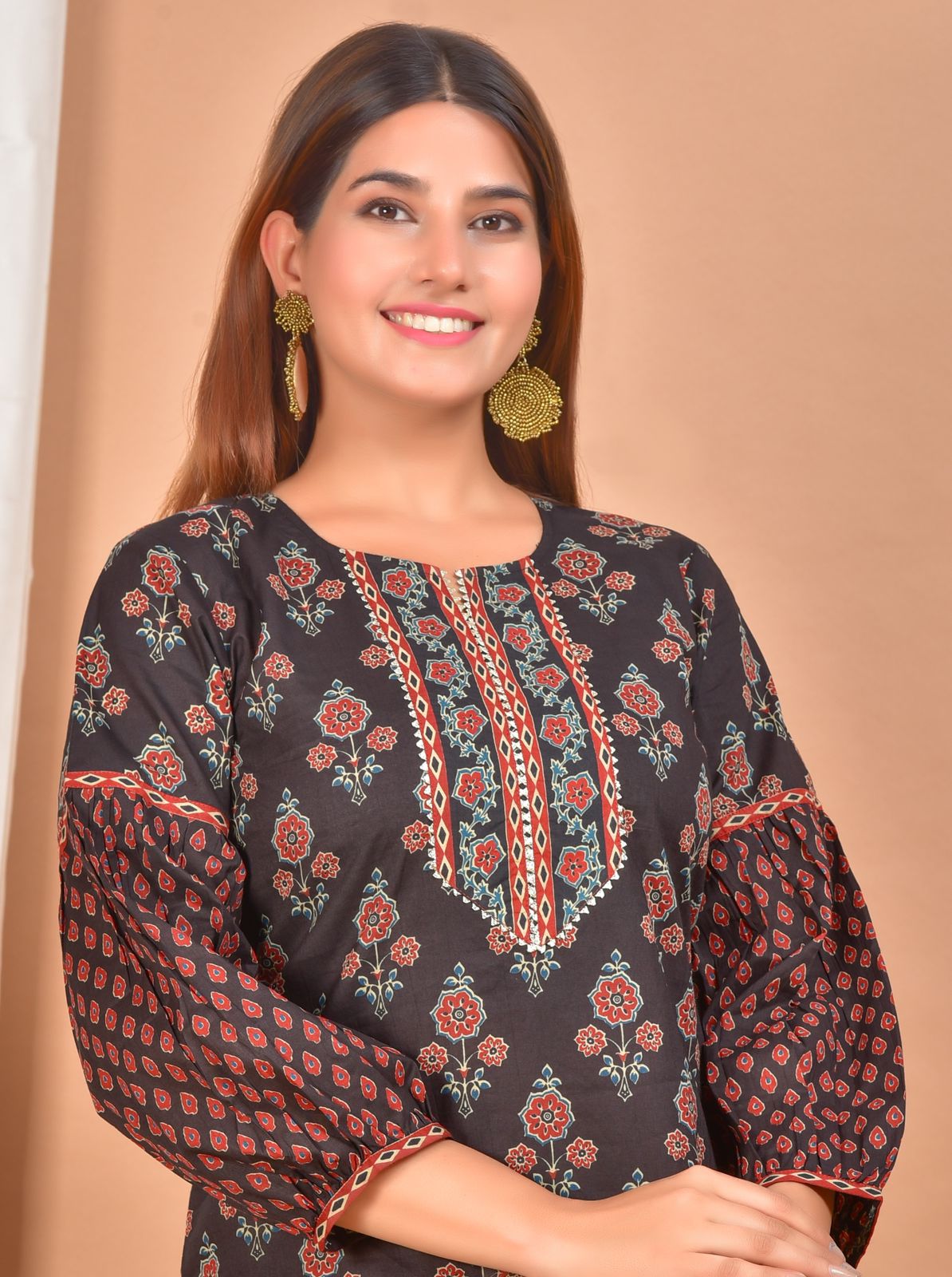 Lahori Black Block Printed Afghani Co-Ord Set