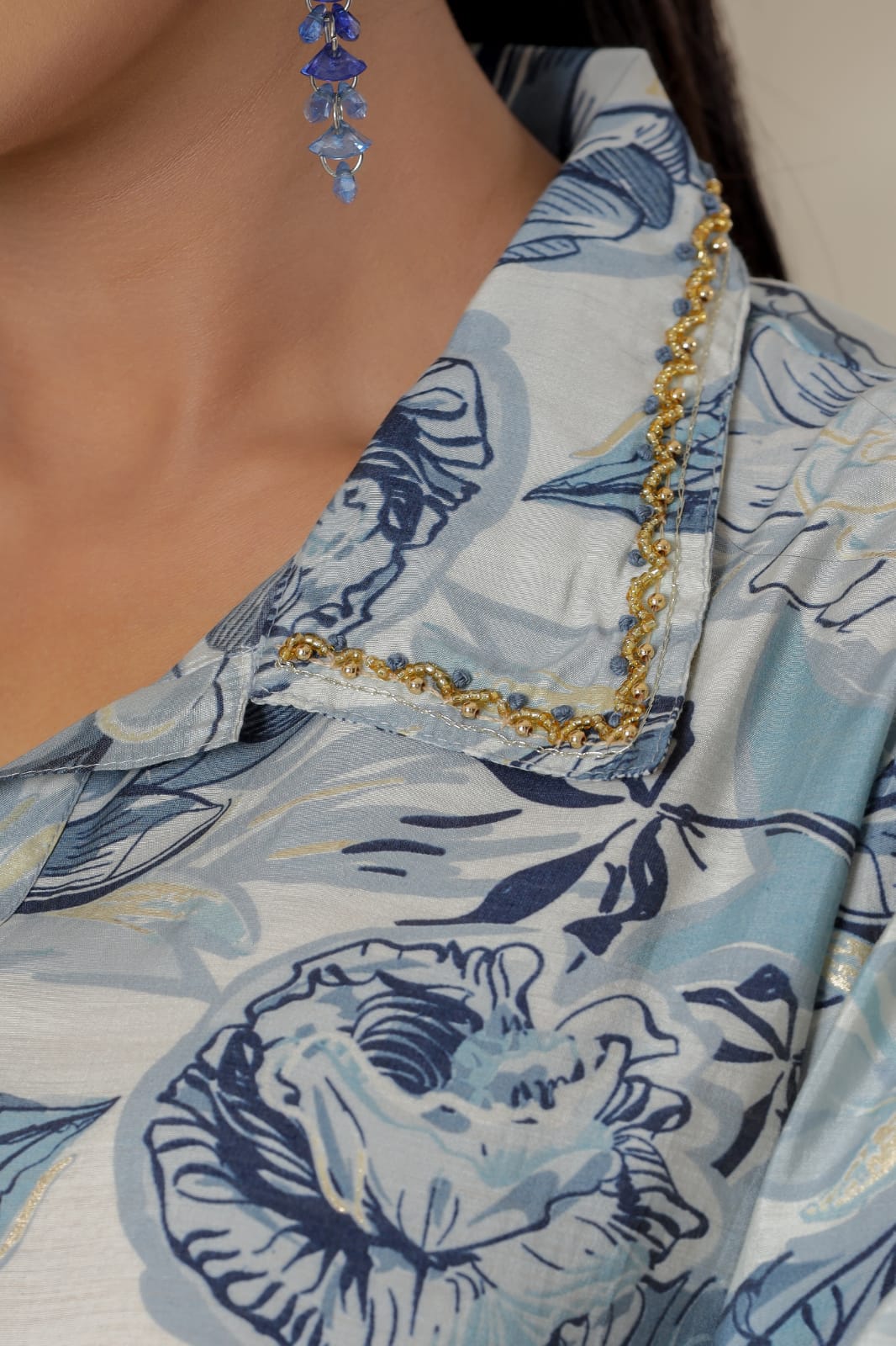 Akira Floral Printed Blue Afghani Co-Ord Set