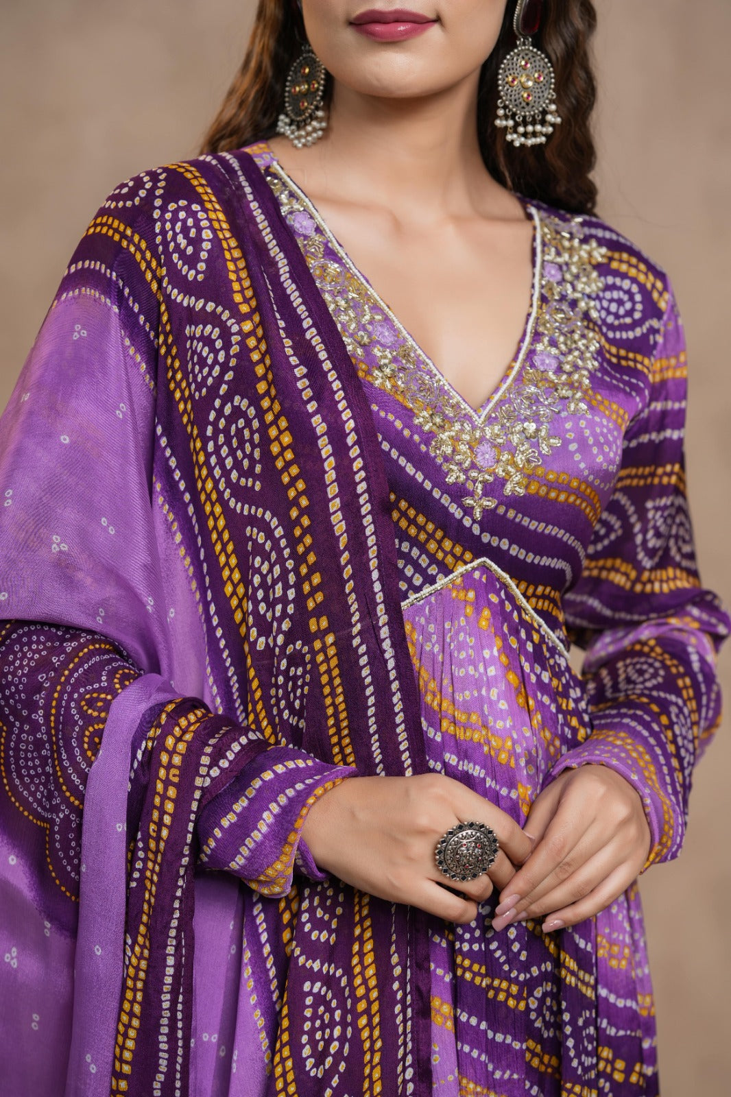 Navya Bandhani Purple Alia Pattern Plazo Set