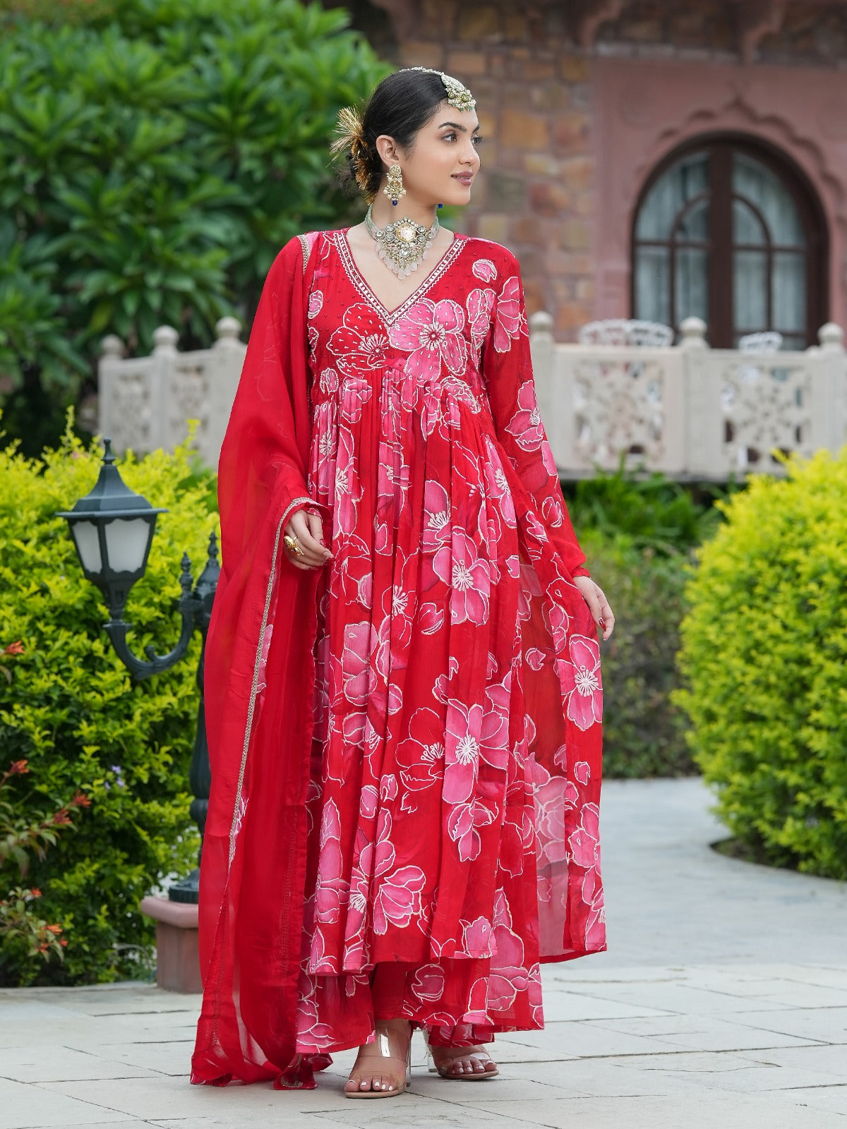Navya Printed Rani Pink Alia Pattern Plazo Set