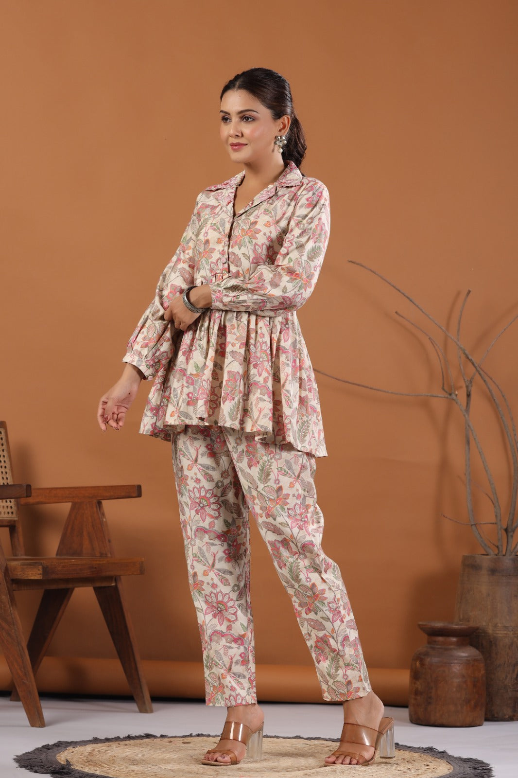 Kiara Floral Printed Peplum Co-Ord Set