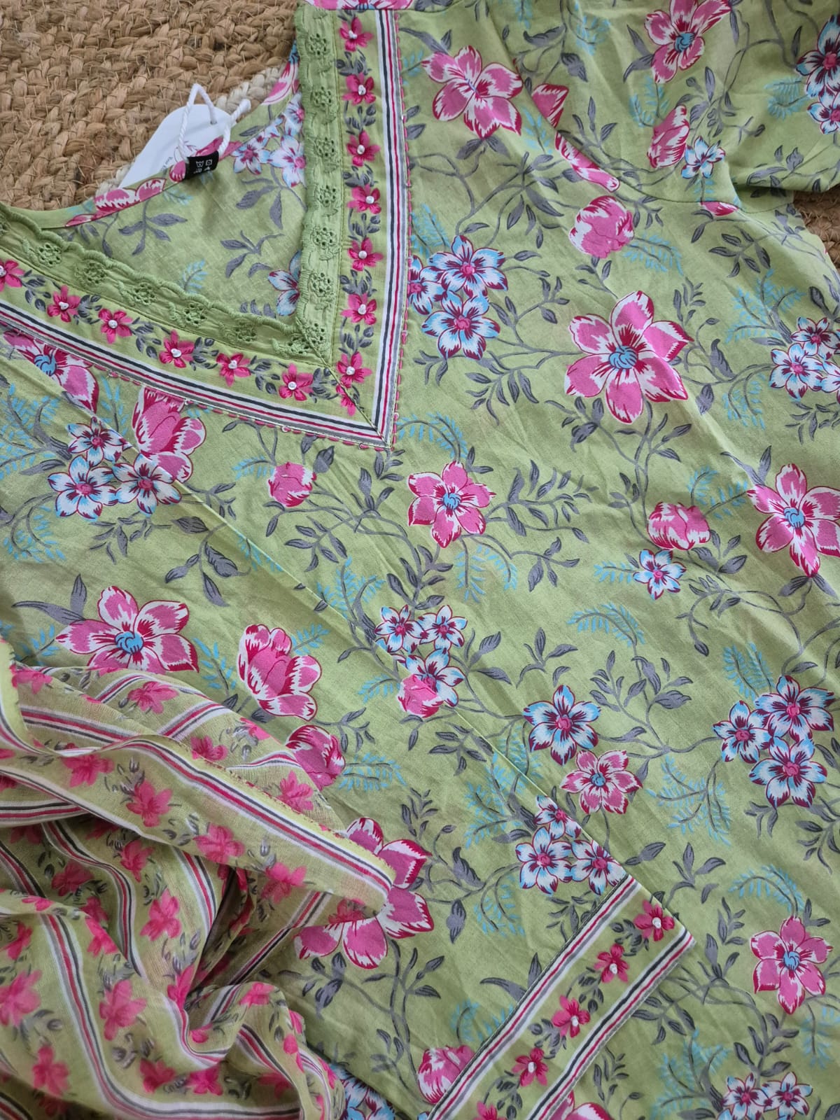 Kasturi Floral Printed Green Straight Suit Set
