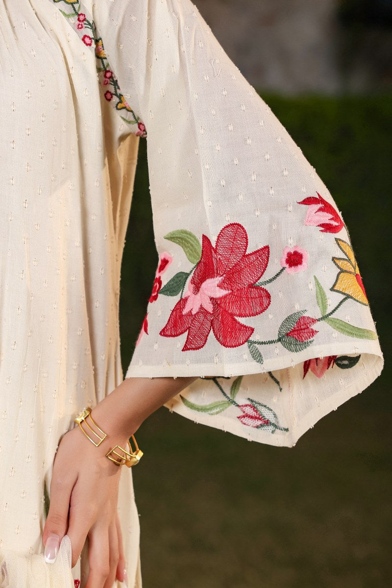 Priya Floral Embroidered Off White Pakistani Suit Set