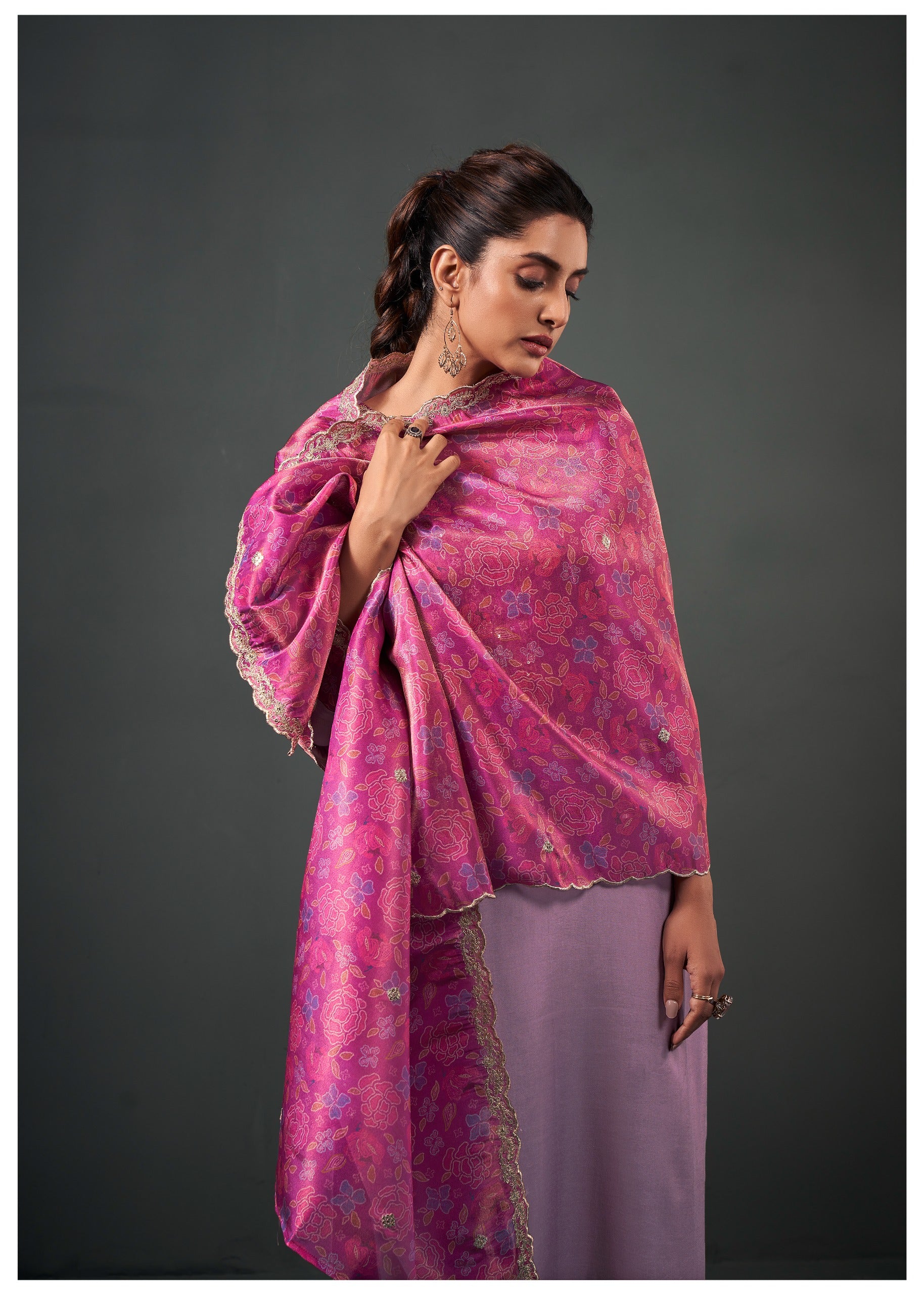 Ishaani Purple and Pink Straight Suit Set