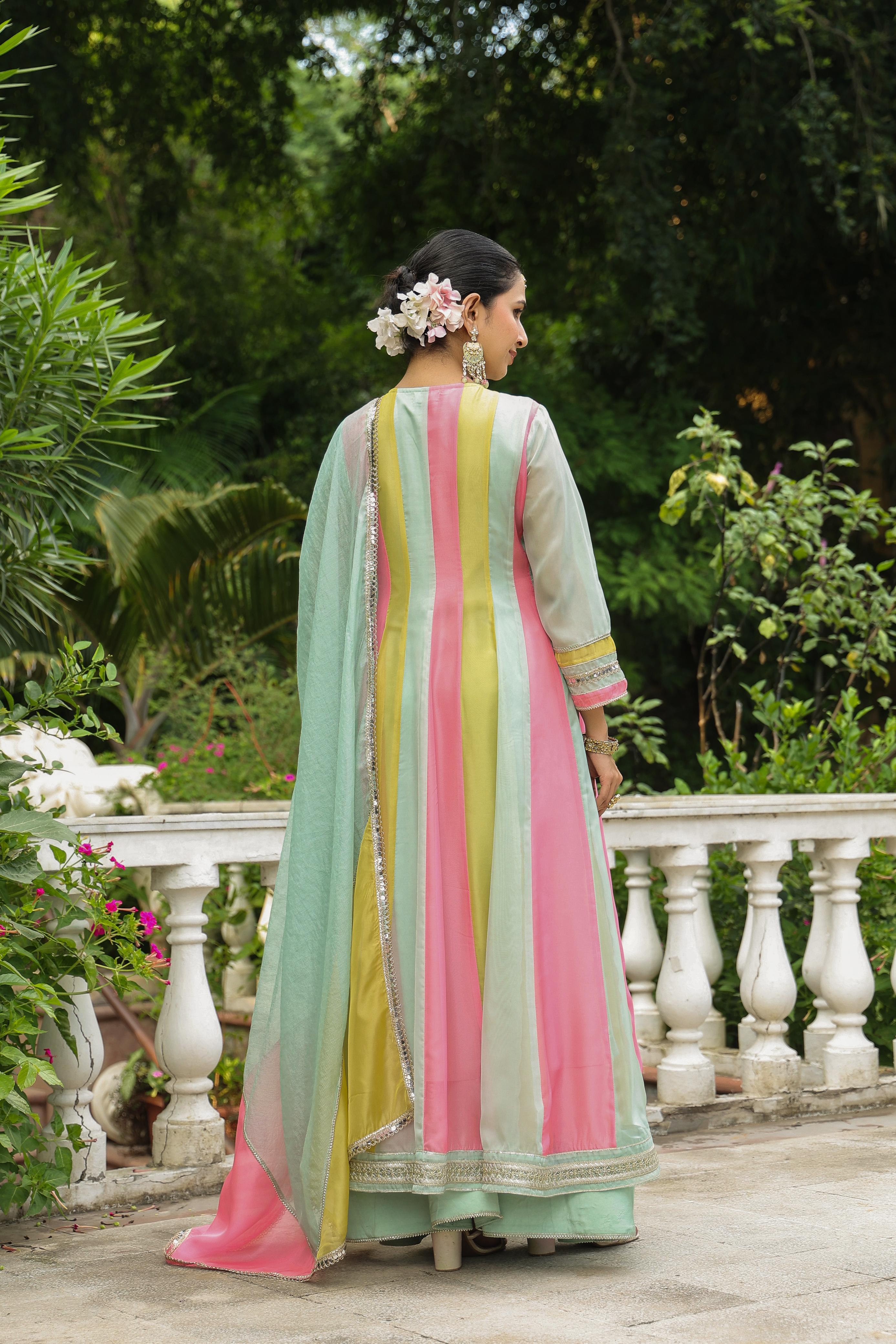 Ditya Pastel Angrakha Anarkali Suit Set