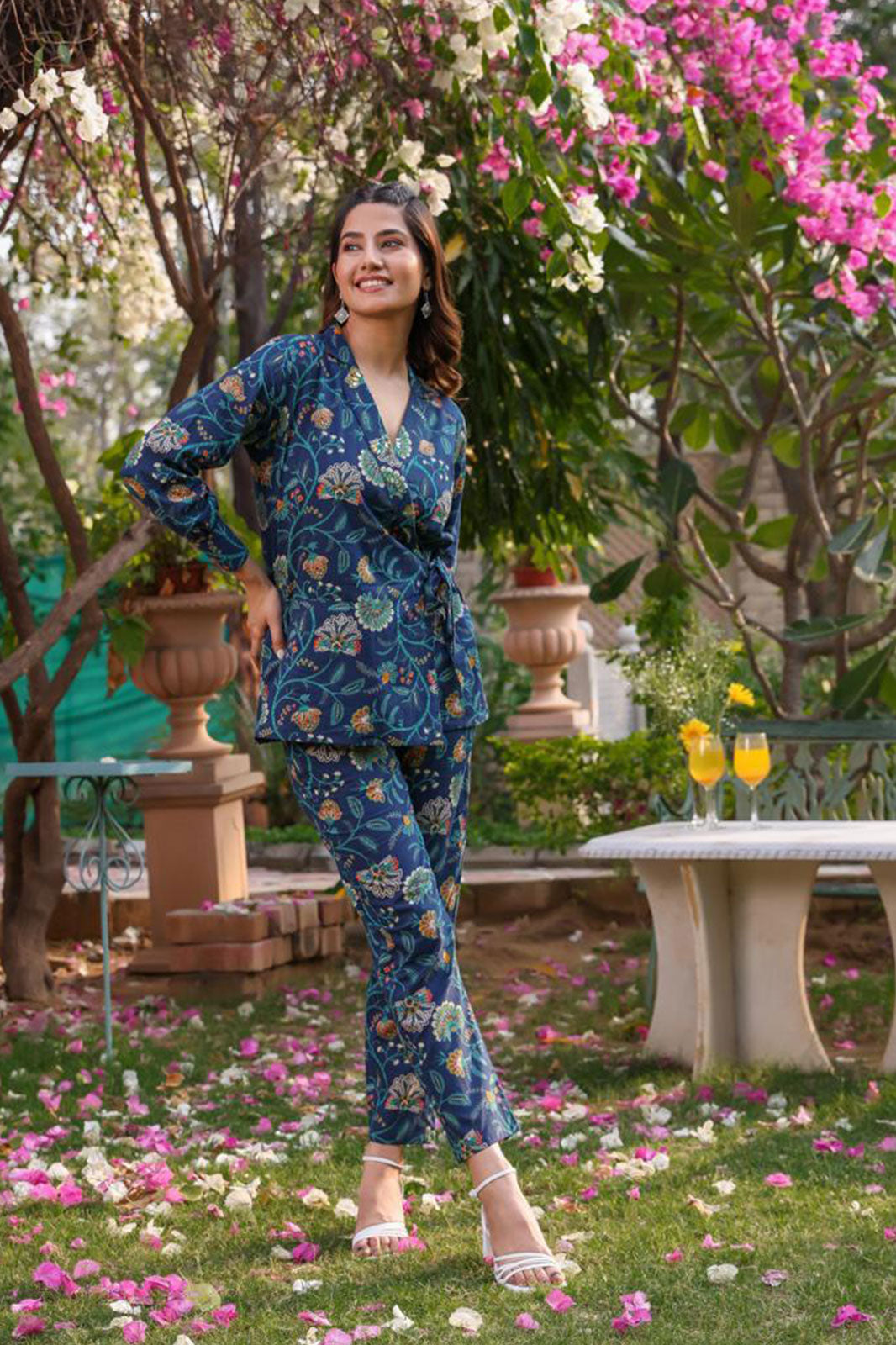 Kiara Floral Printed Angrakha Co-Ord Set