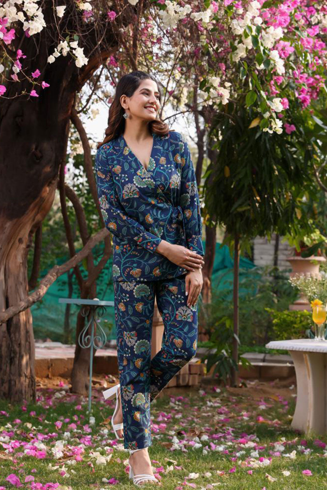 Kiara Floral Printed Angrakha Co-Ord Set