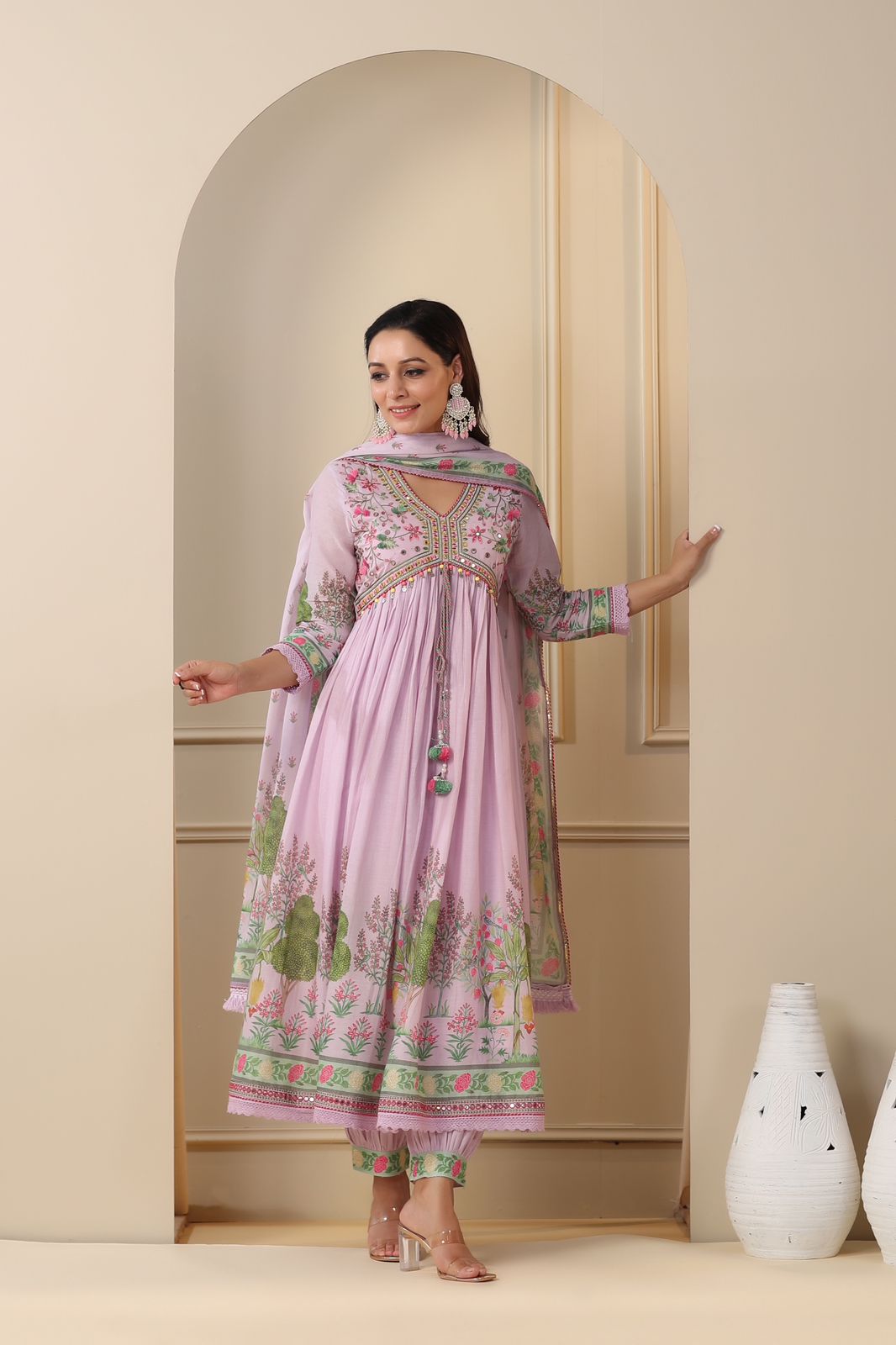 Arzoi Lavender Printed Alia Suit Set