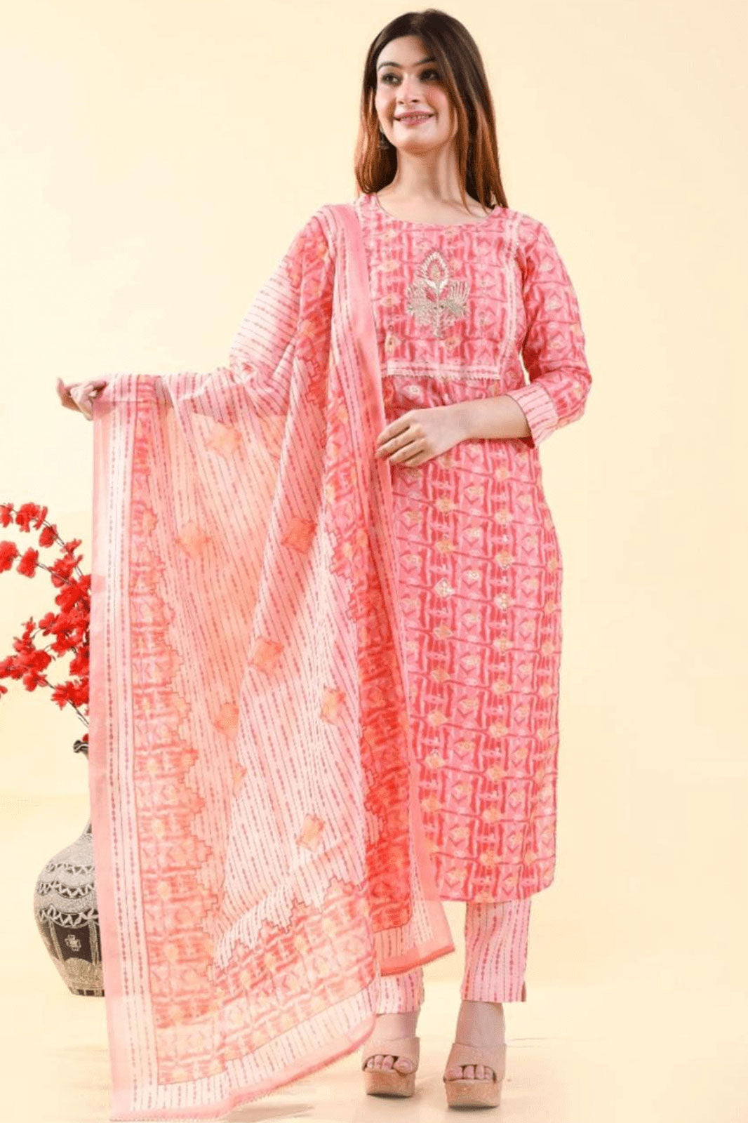 Maisha Printed  Muslin Suit Set