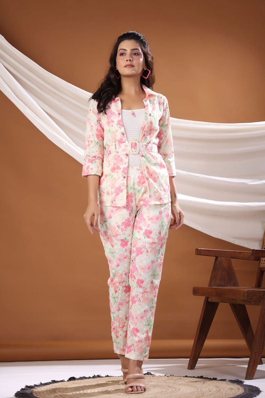 Arzoi Chikan Four Piece Co-ord Set