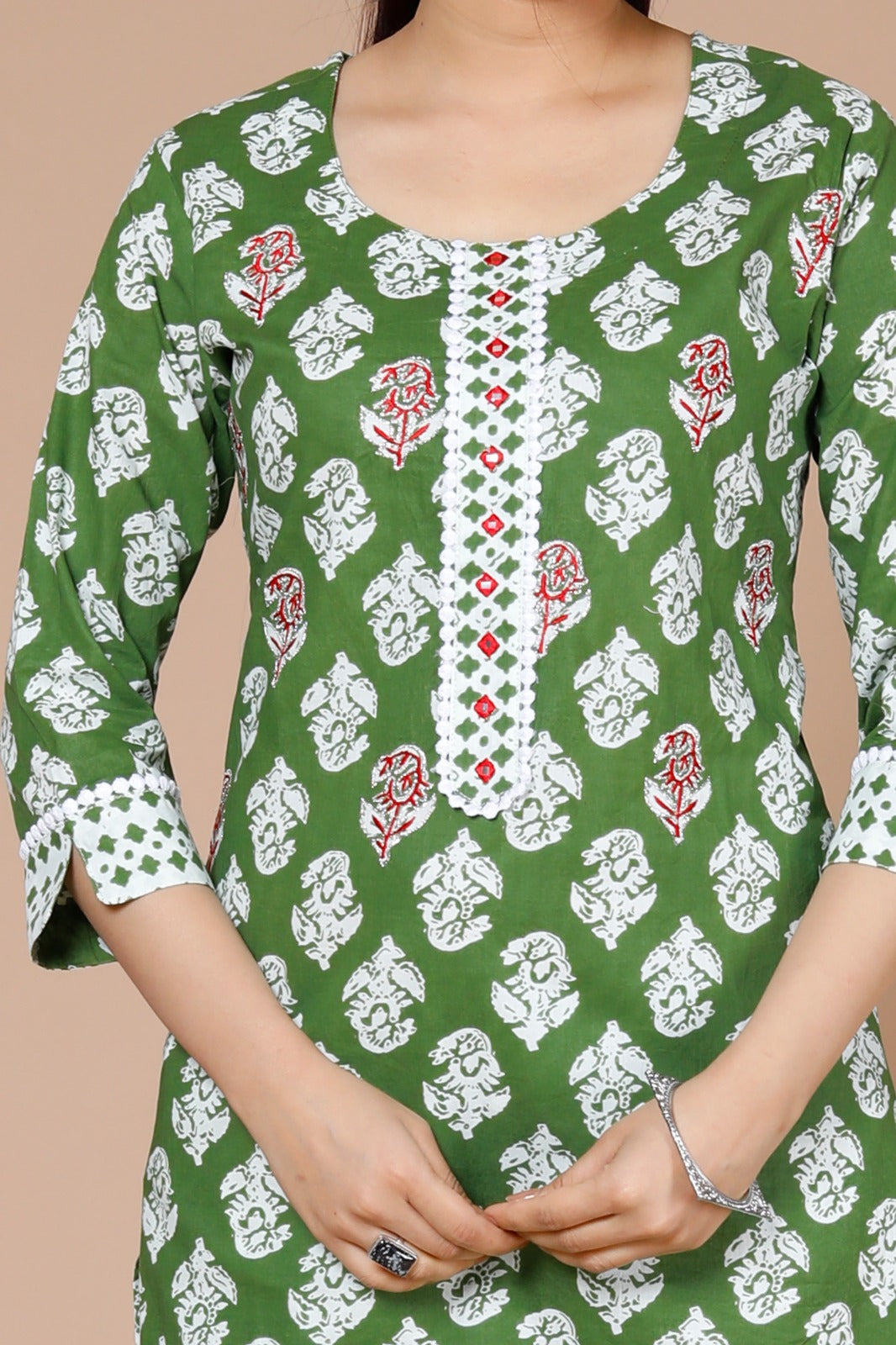 Vihaa Block Print Green Suit Set