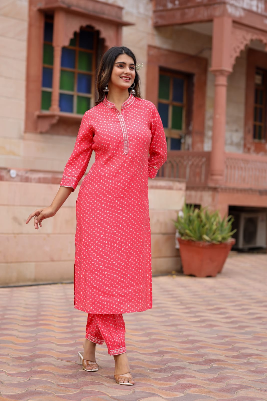 Lahori Bandhani Printed Afghani Co-Ord Set