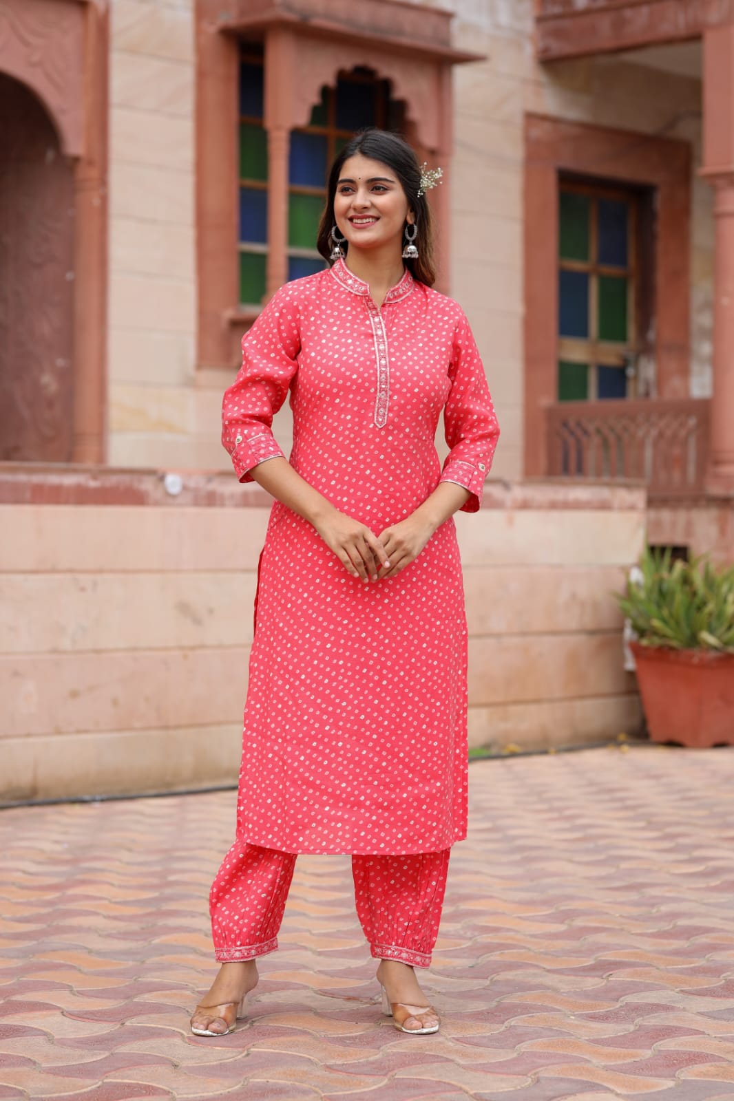 Lahori Bandhani Printed Afghani Co-Ord Set