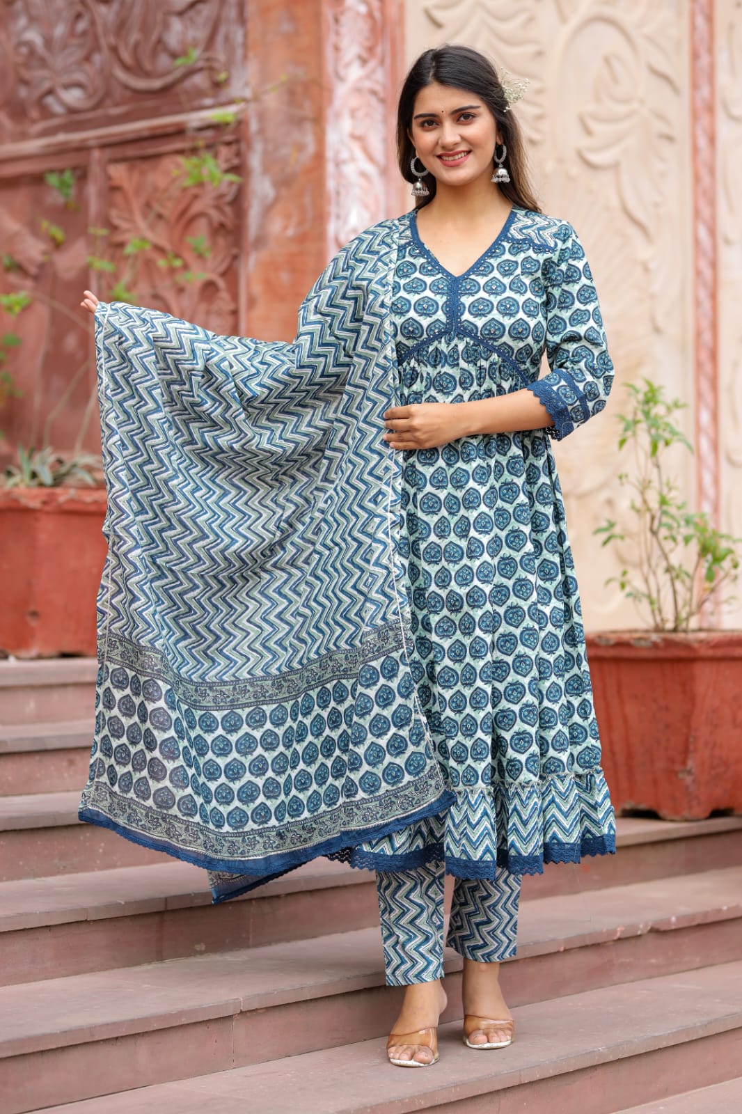 Arzoi Block Printed Alia Suit Set