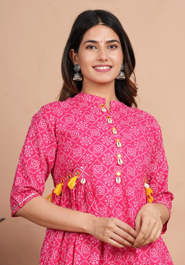 Navya Bandhani and Lehariya Pink Printed Co-Ord Set