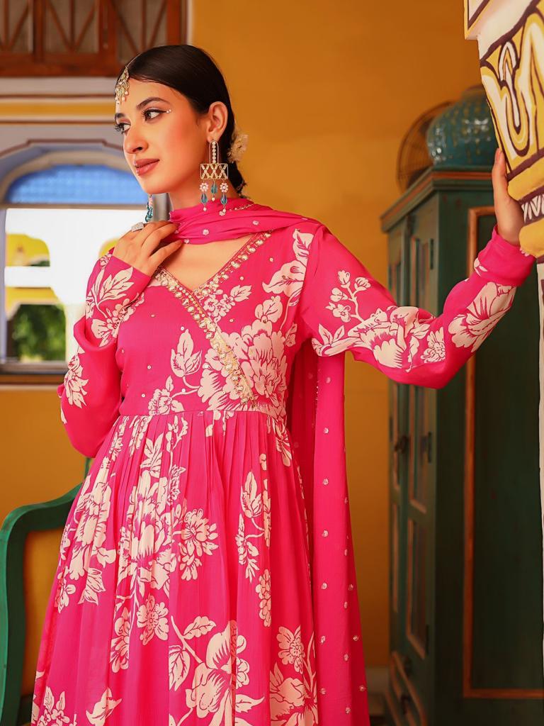 Akira Angrakha Anarkali Pink Suit Set