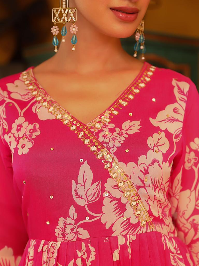 Akira Angrakha Anarkali Pink Suit Set