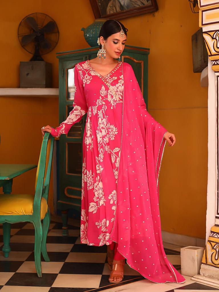 Akira Angrakha Anarkali Pink Suit Set