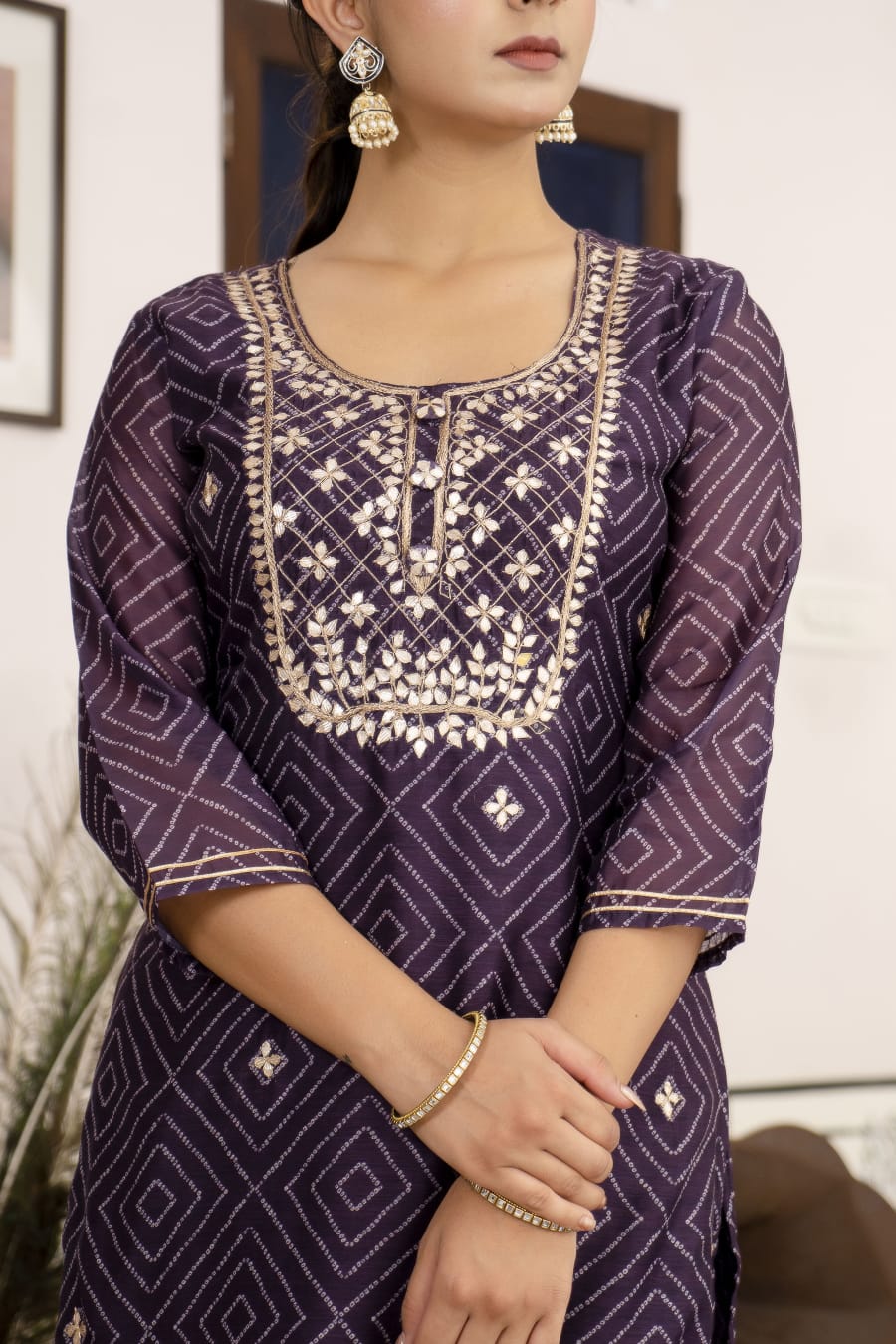 Kiara Purple Bandhani Suit Set