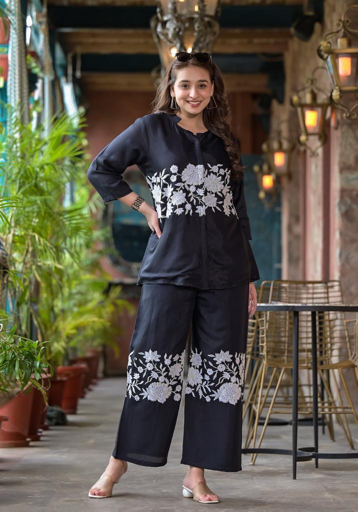 Akira Black Thread Work Co-Ord Set