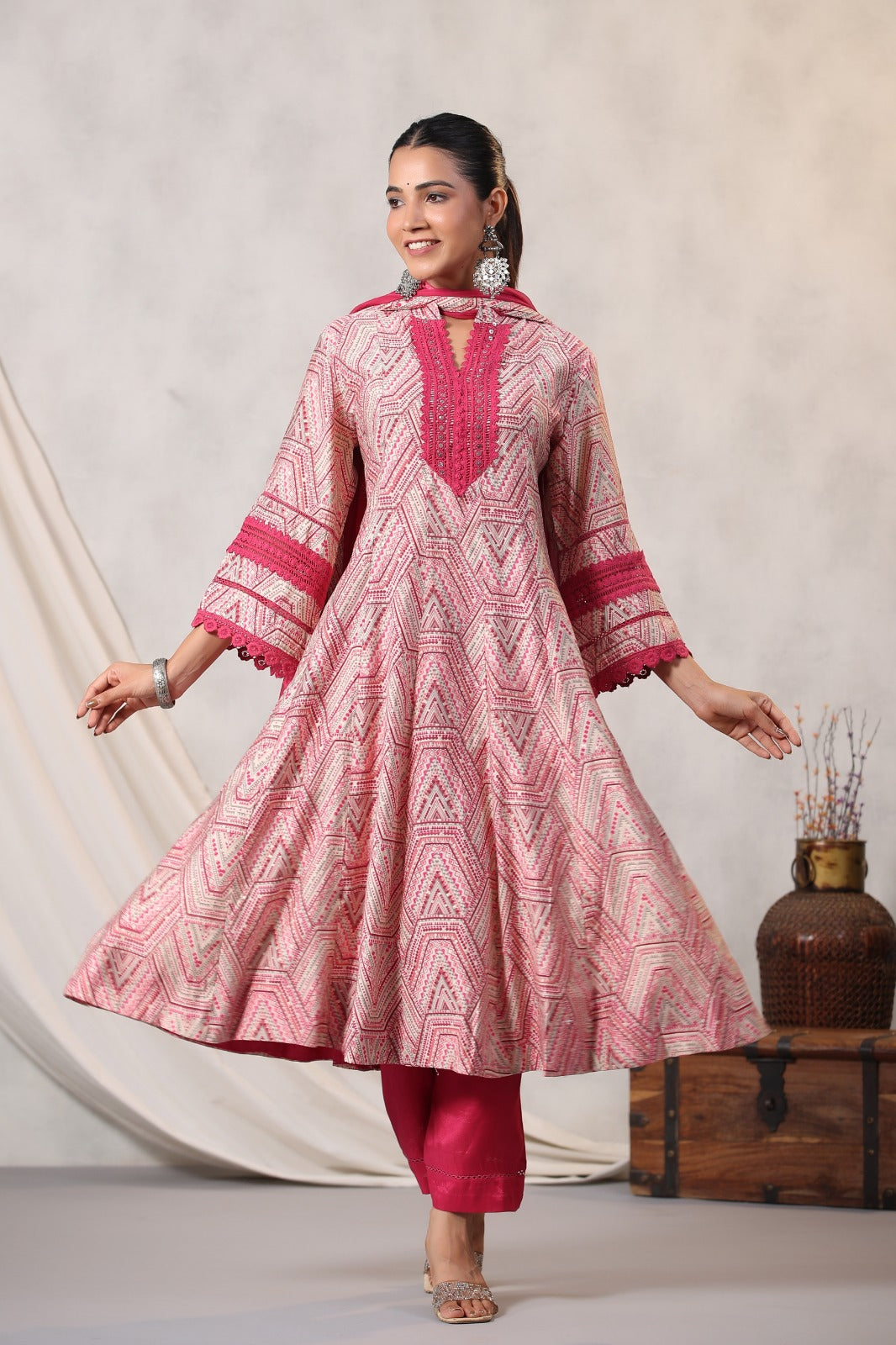 Vihaa Digital Printed Pakistani Style Anarkali Suit Set