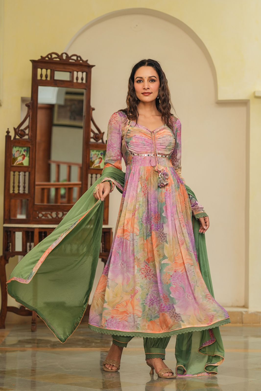 Vihaa Floral Printed Designer Anarkali Suit Set