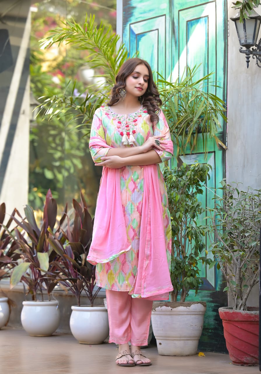 Maisha Multicolour Muslin Suit Set