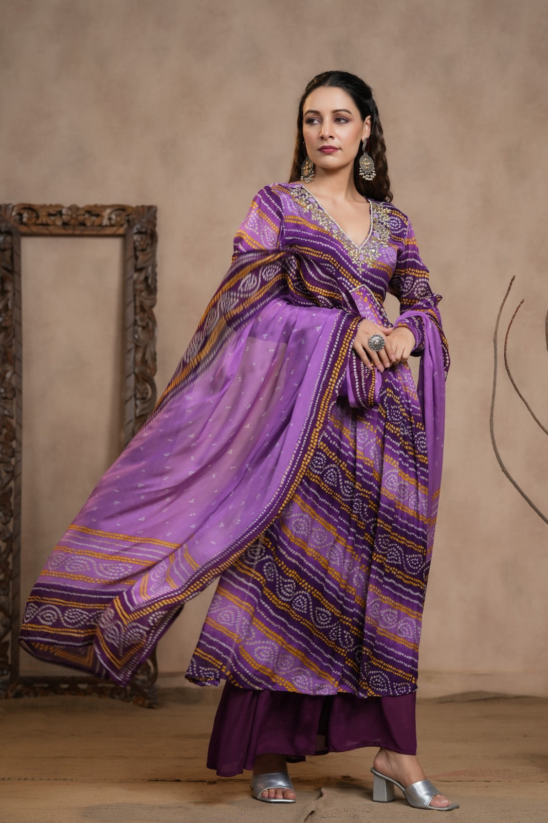 Navya Bandhani Purple Alia Pattern Plazo Set