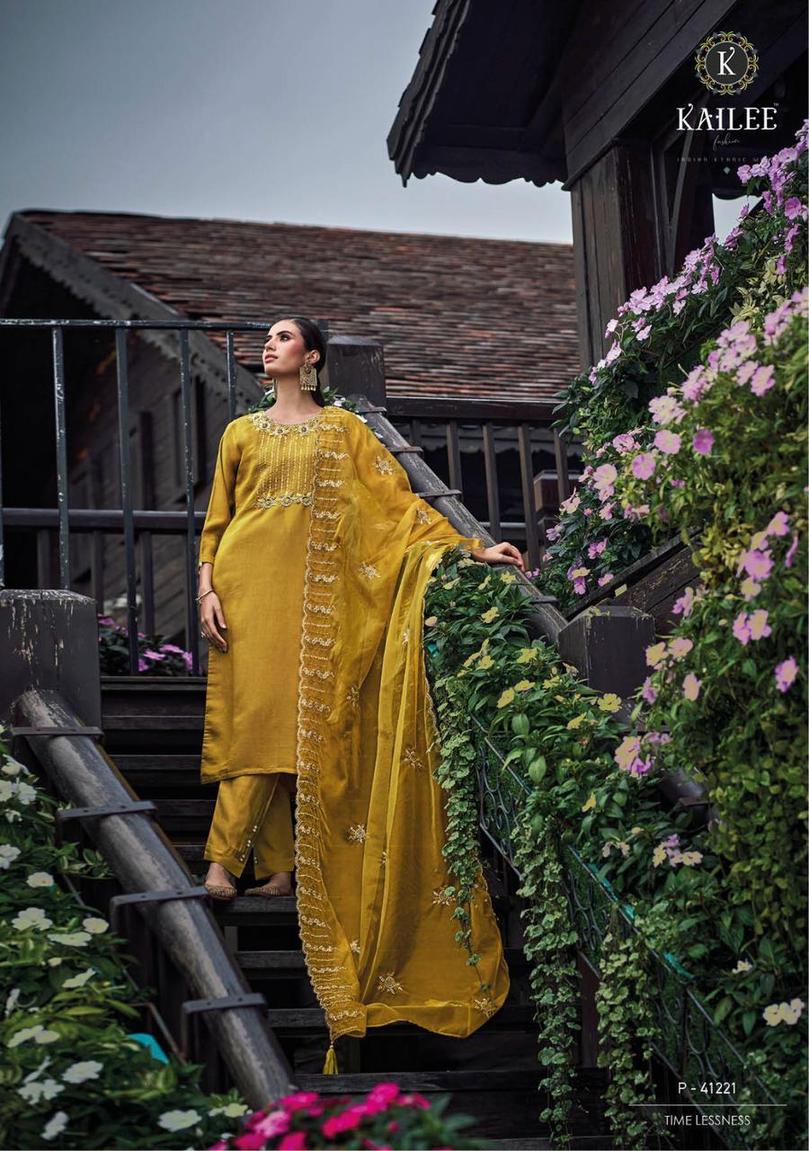 Vihaa Mustard Hand Embroidered Straight Suit Set