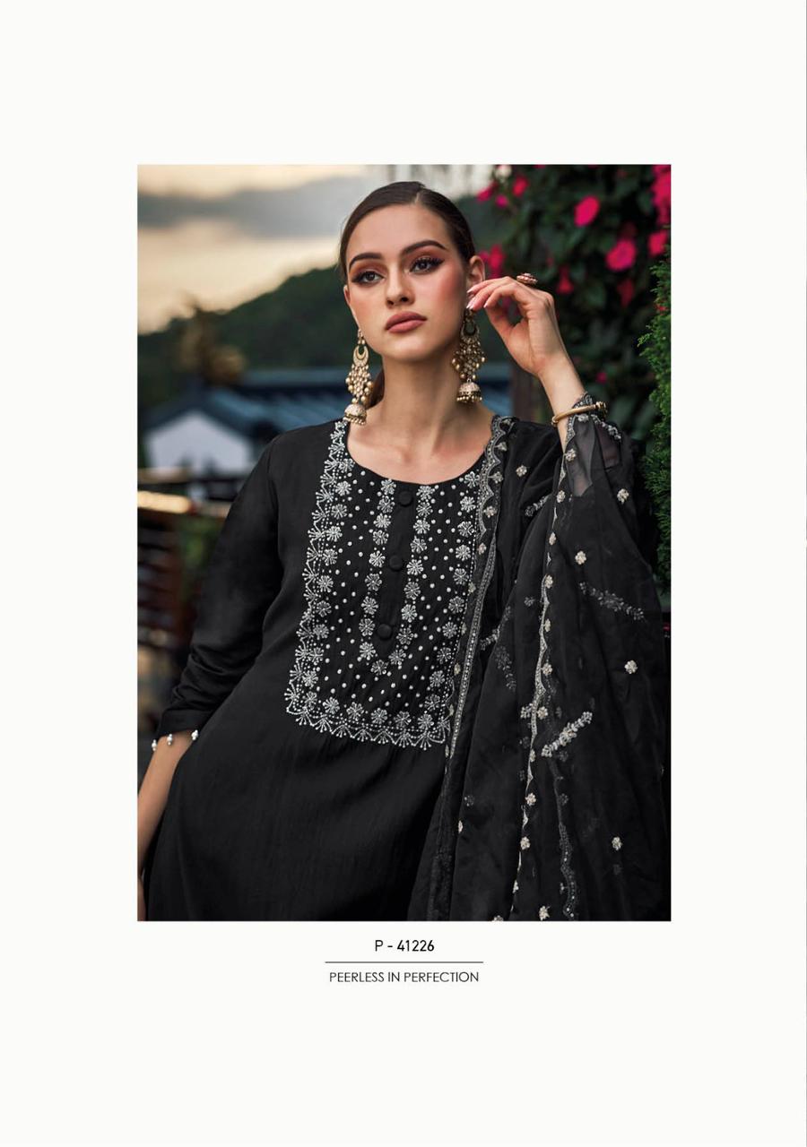 Vihaa Black Hand Embroidered Straight Suit Set