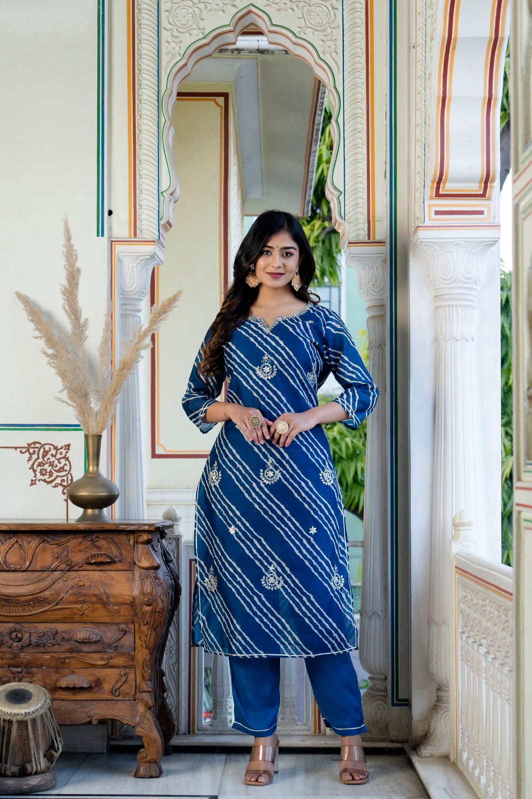 Kaashvi Royal Blue Color Lehariya Suit Set