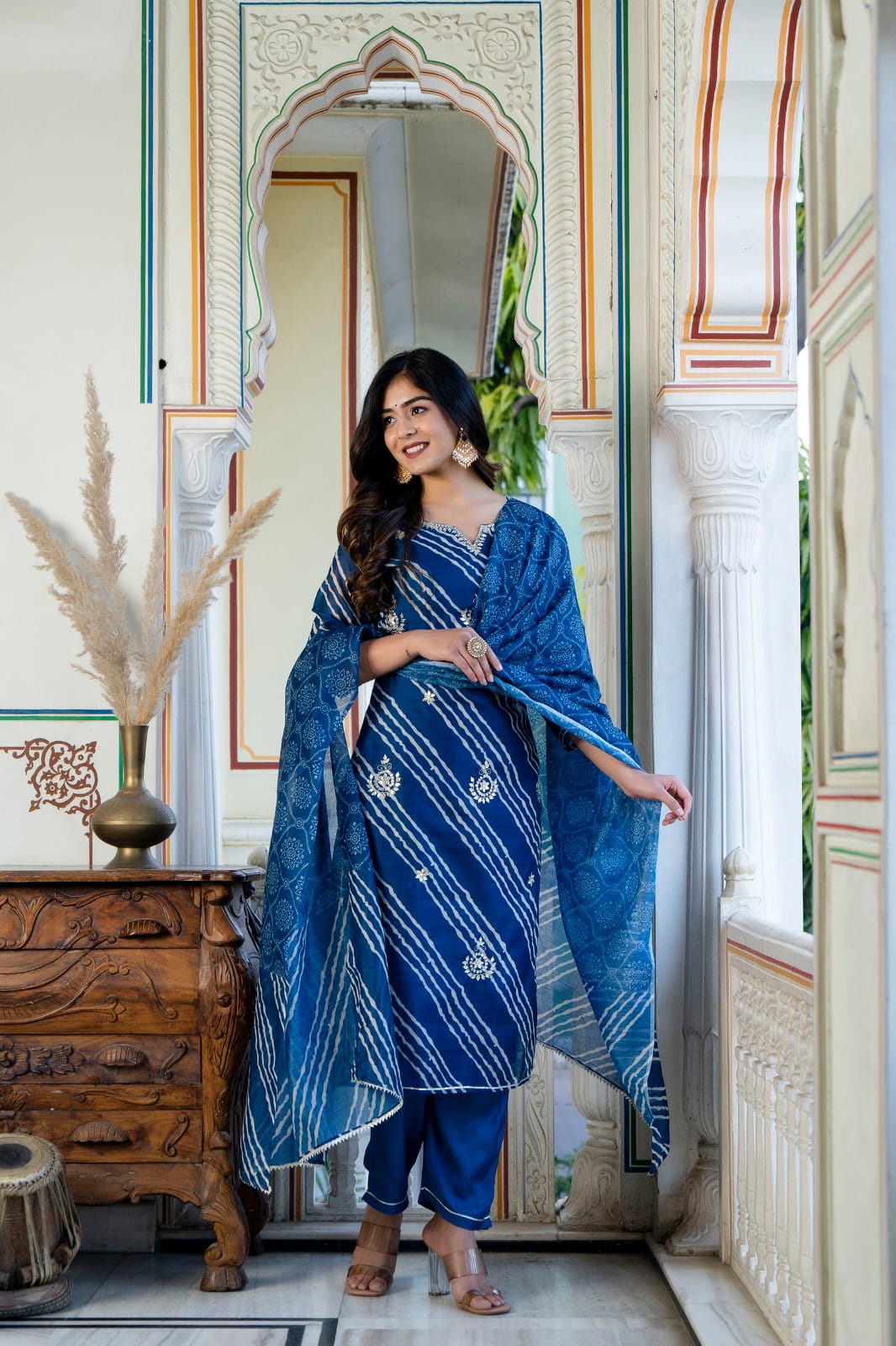 Kaashvi Royal Blue Color Lehariya Suit Set