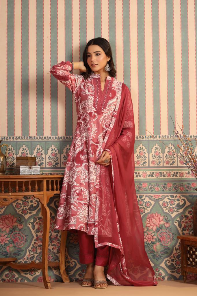 Vihaa Digital Printed Pakistani Style Falsa Color Anarkali Suit Set