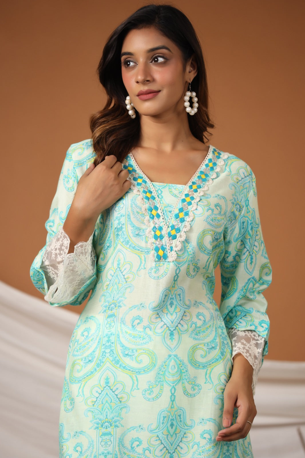 Navya Pakistani style Sea Green Printed Co-Ord Set