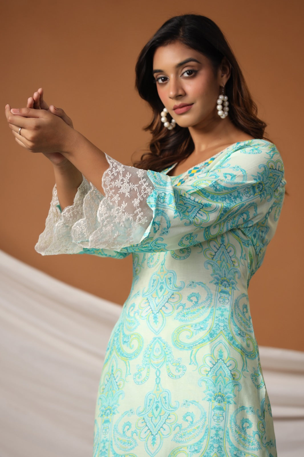 Navya Pakistani style Sea Green Printed Co-Ord Set