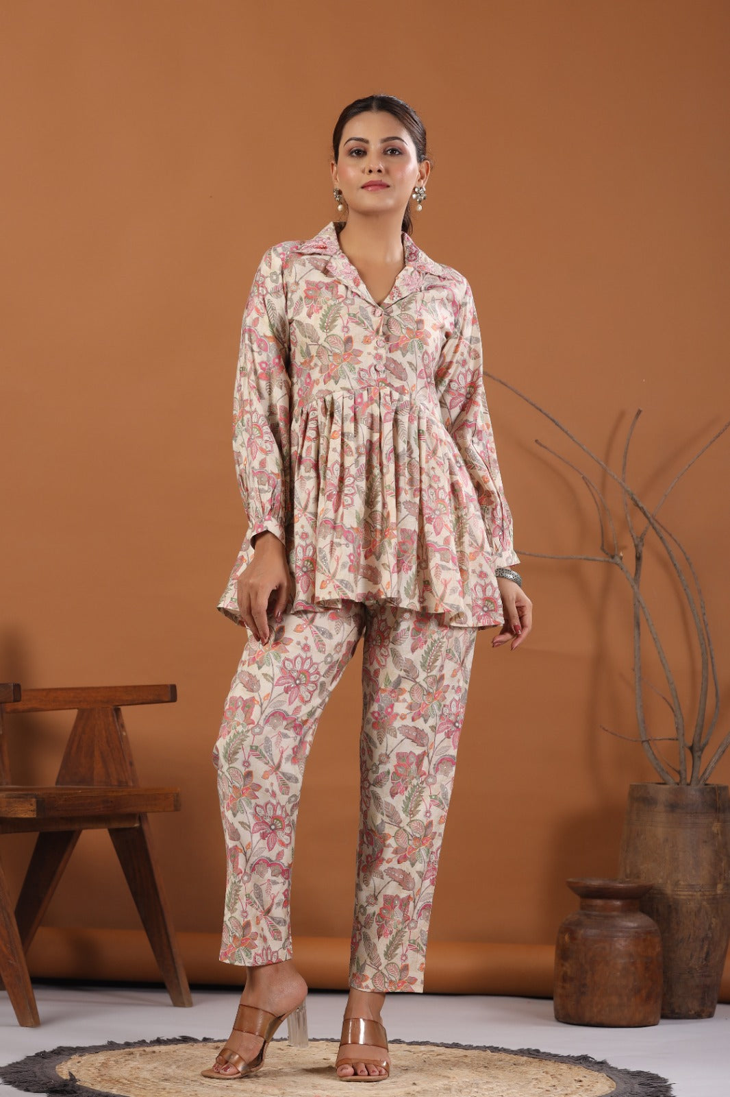 Kiara Floral Printed Peplum Co-Ord Set