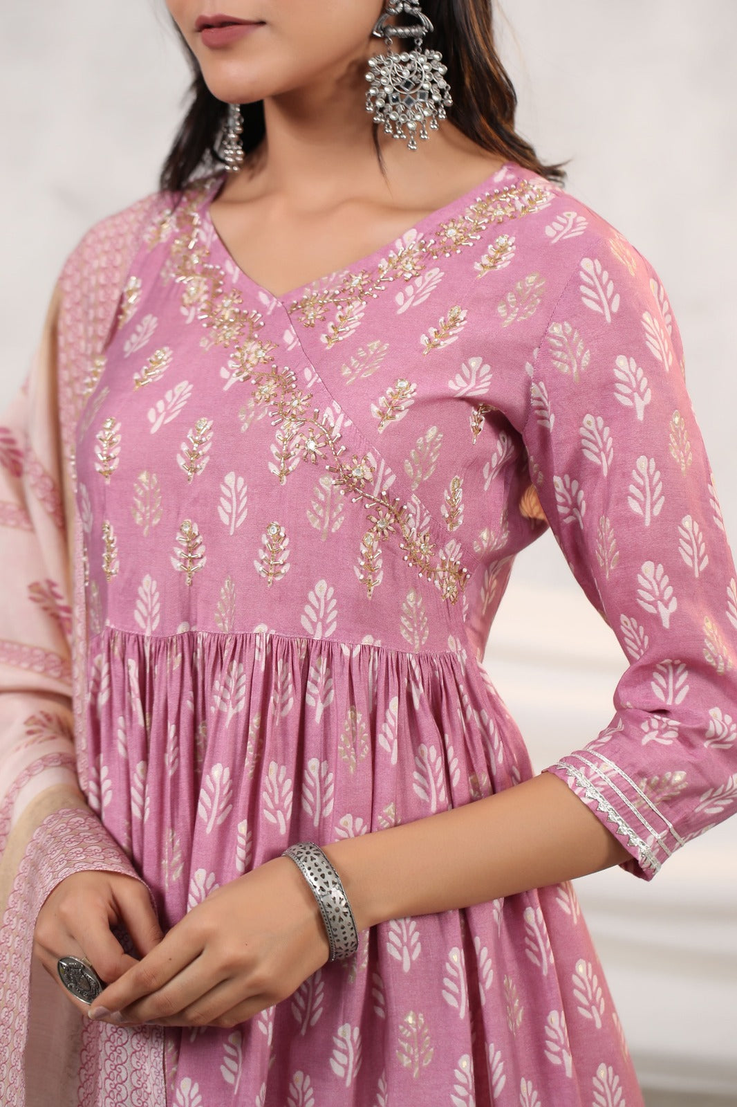 Kiara Lavender Block Printed shrara suit set