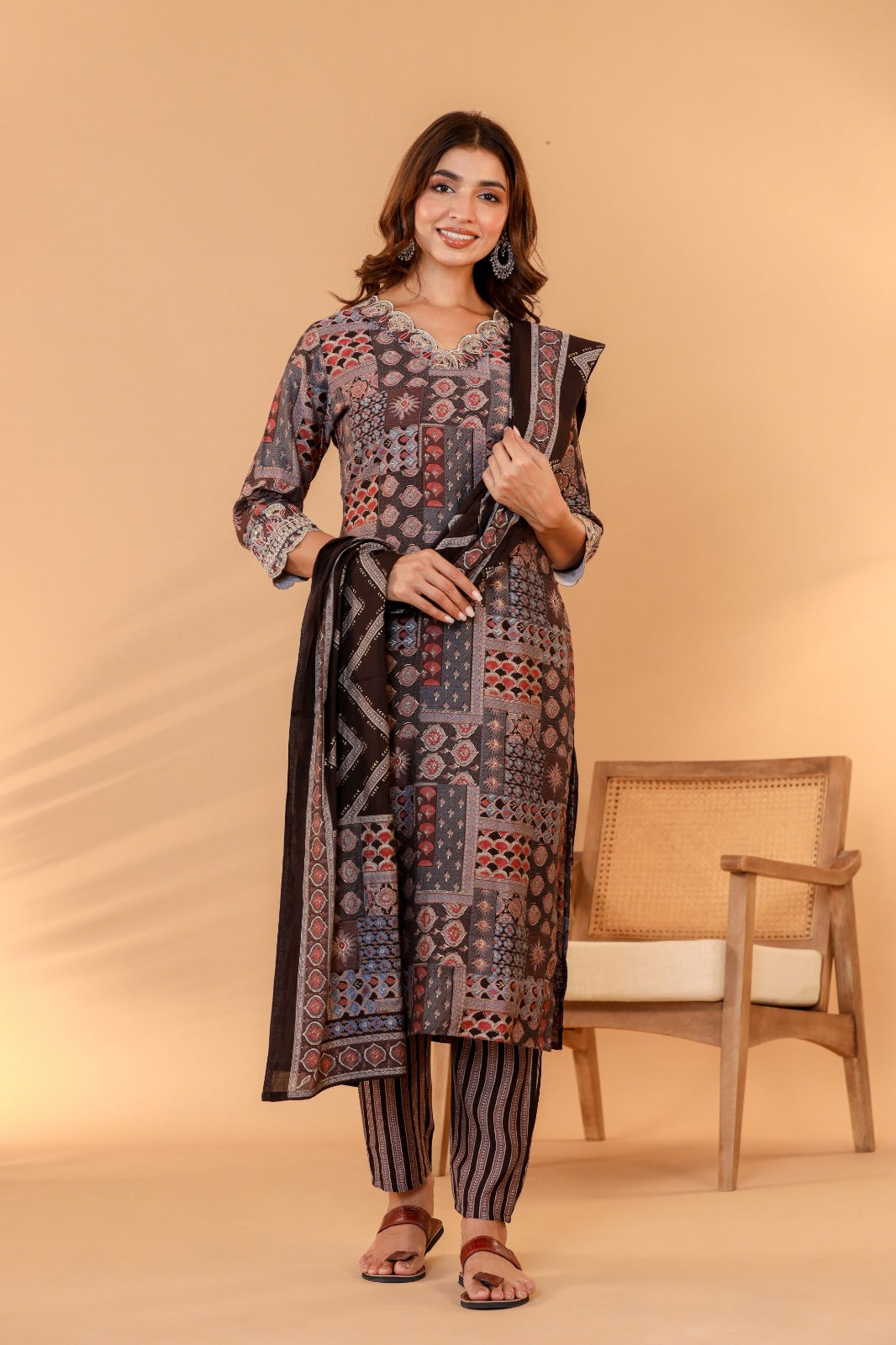 Vihaa Coca Cola Digital Printed embroidered straight Suit Set