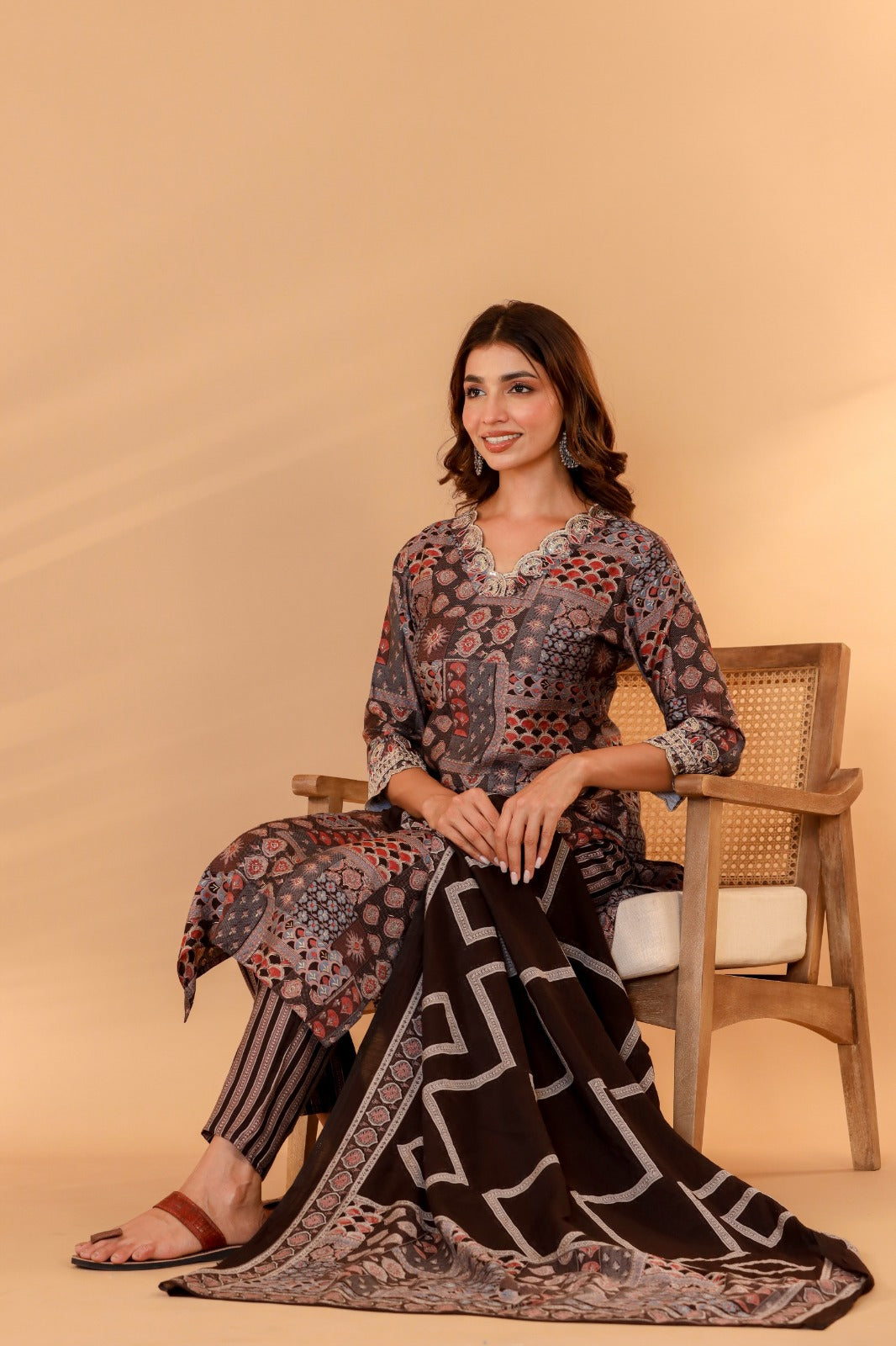 Vihaa Coca Cola Digital Printed embroidered straight Suit Set