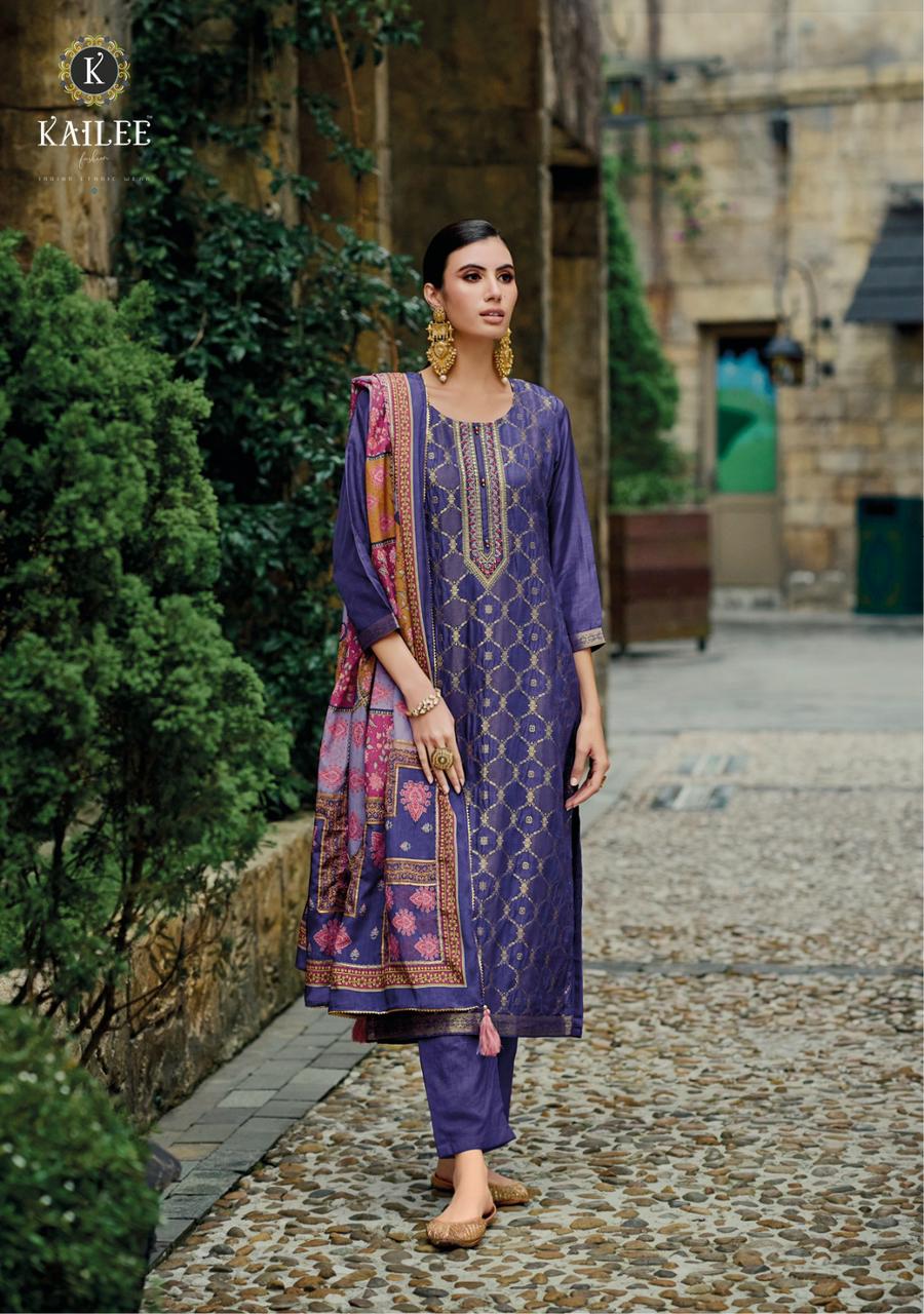 Vihaa Purple Banarasi straight Suit Set with pakistani dupatta