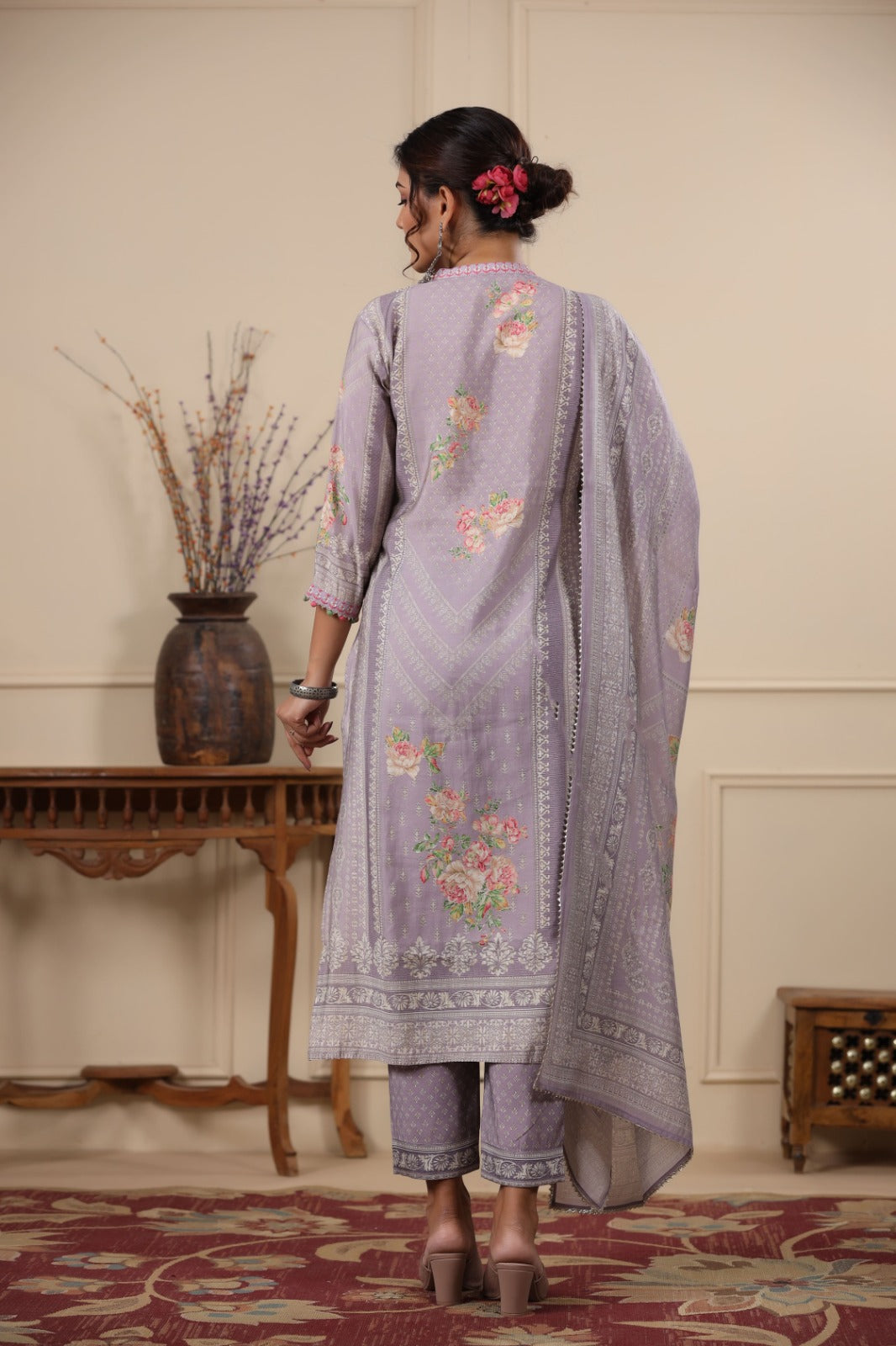 Arzoie Lavender digital printed straight Suit Set