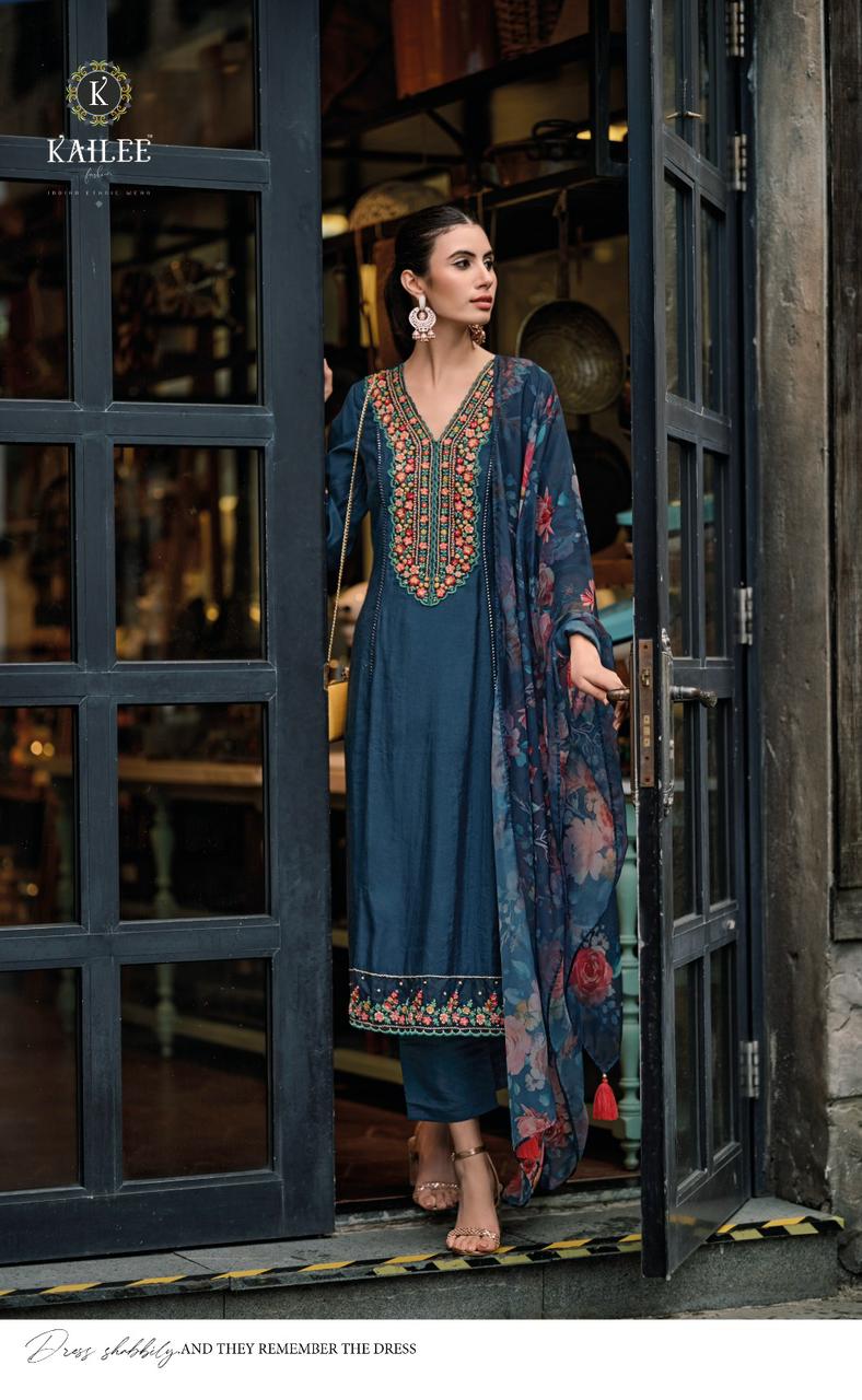 Heena Embroidered Pakistani Style A-Line Teal Suit Set