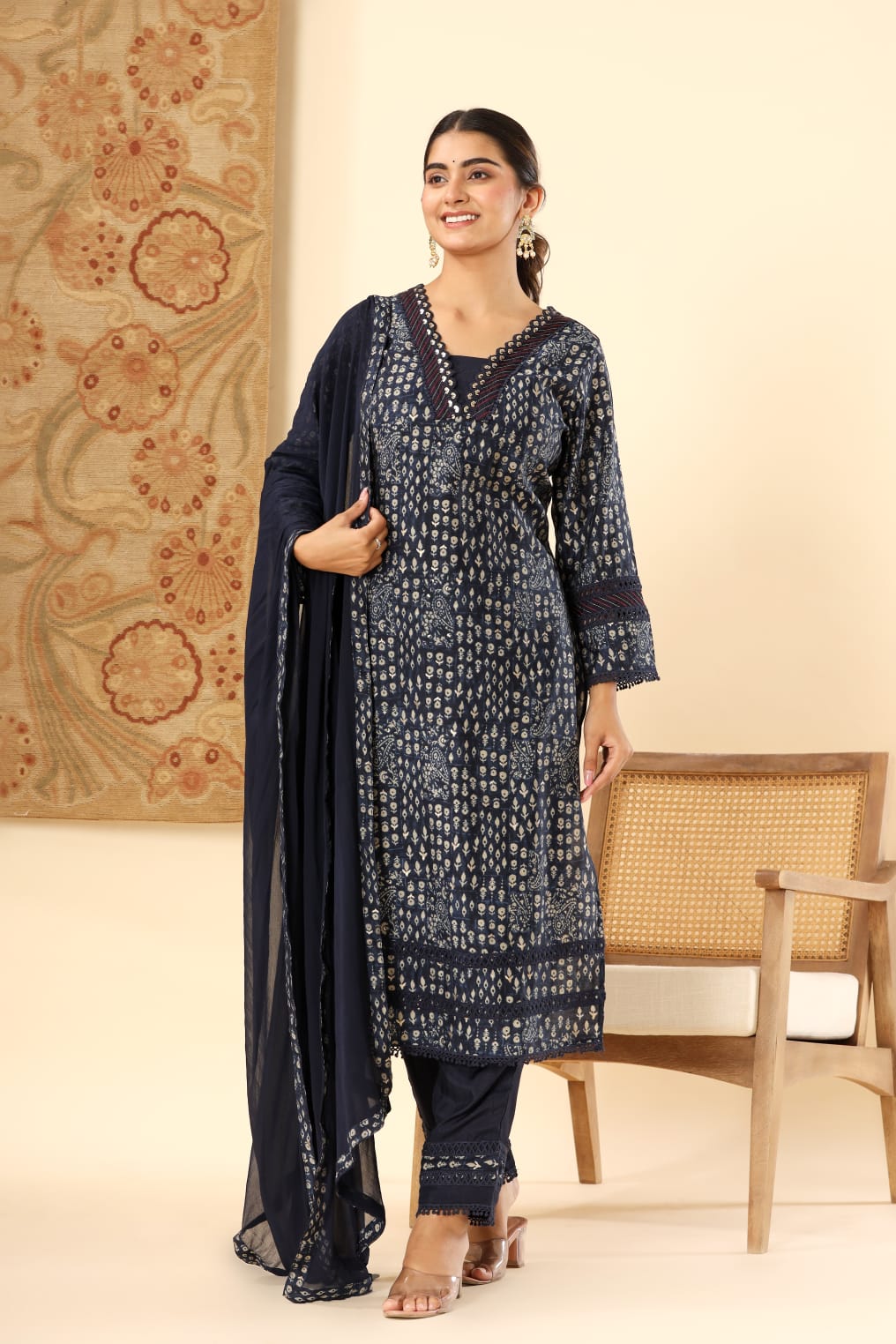 Vihaa Block Printed Black Pakistani Style Suit Set