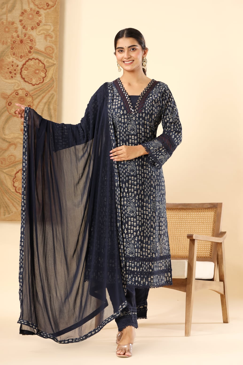 Vihaa Block Printed Black Pakistani Style Suit Set