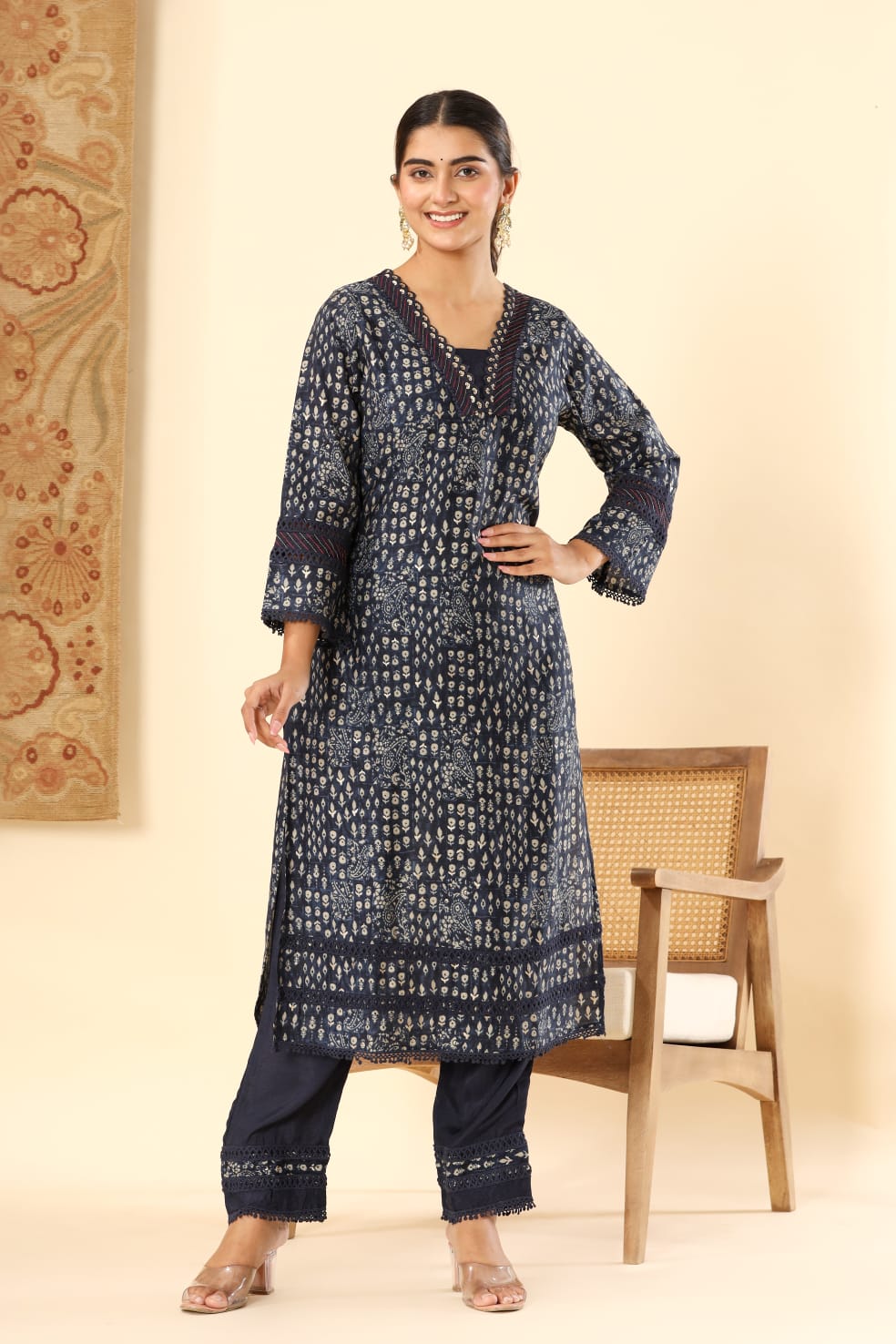 Vihaa Block Printed Black Pakistani Style Suit Set