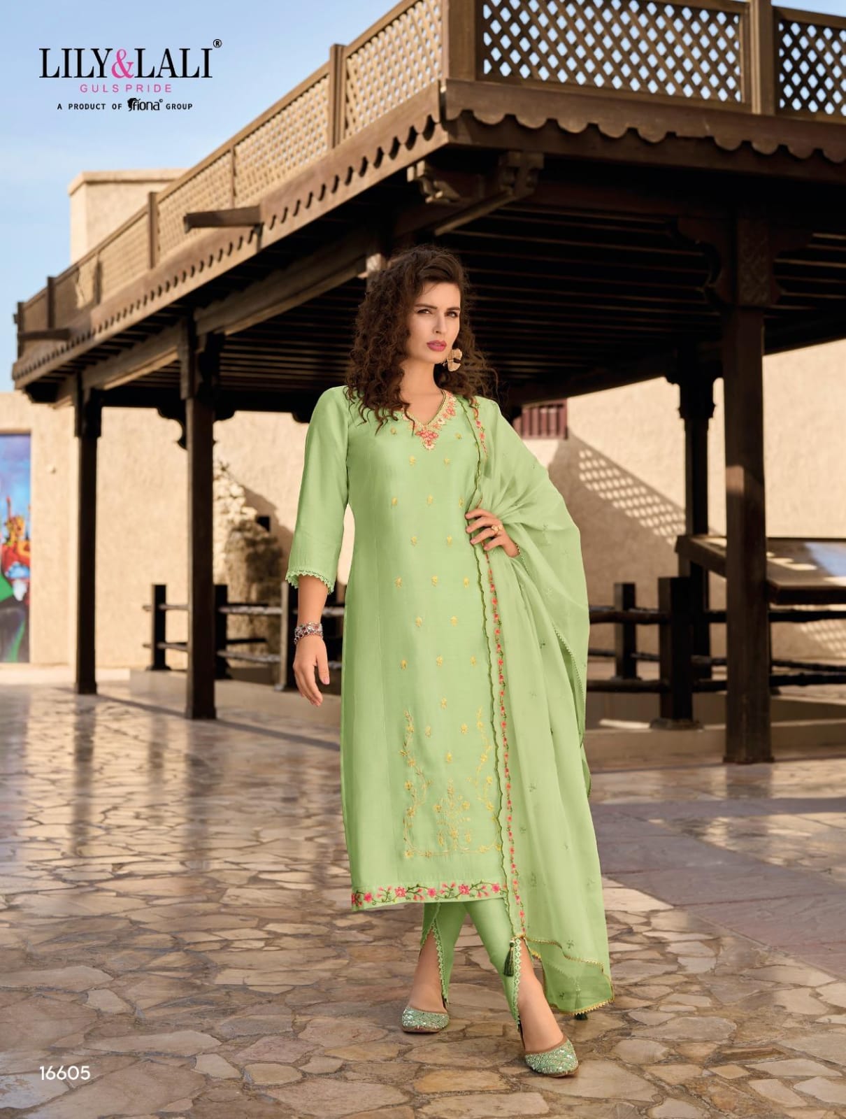 Radha Green Embroidered Tulip Suit Set