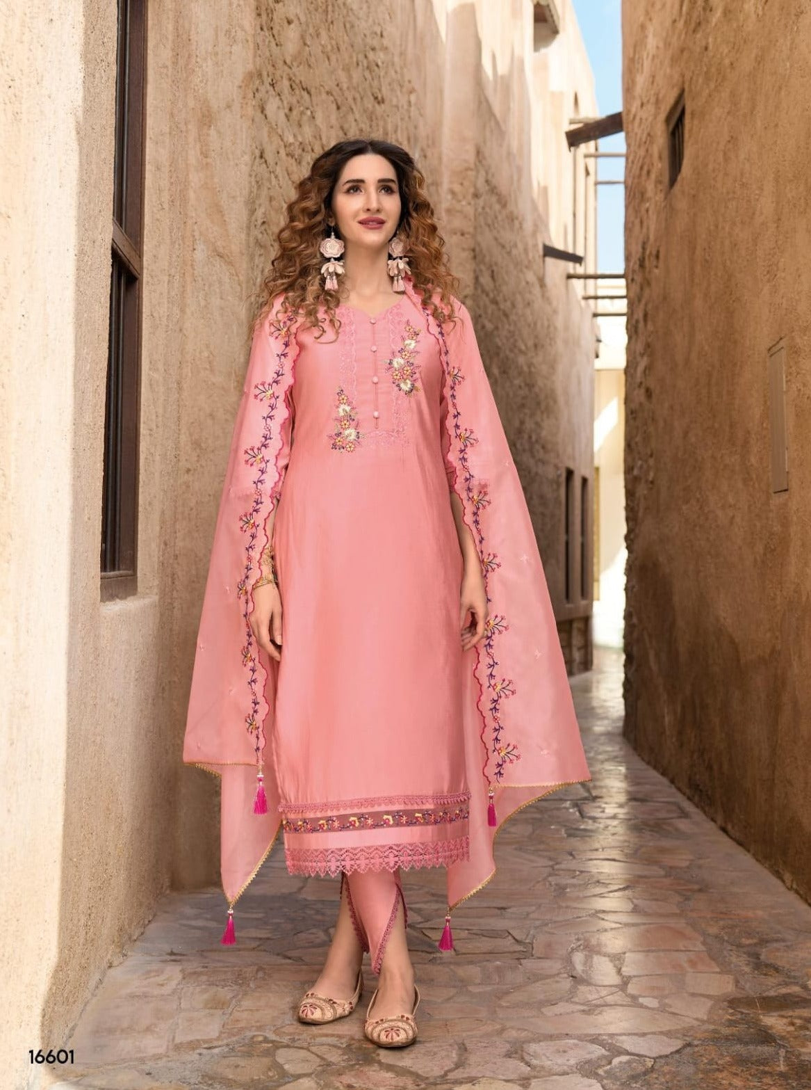 Radha pink Embroidered Tulip Suit Set