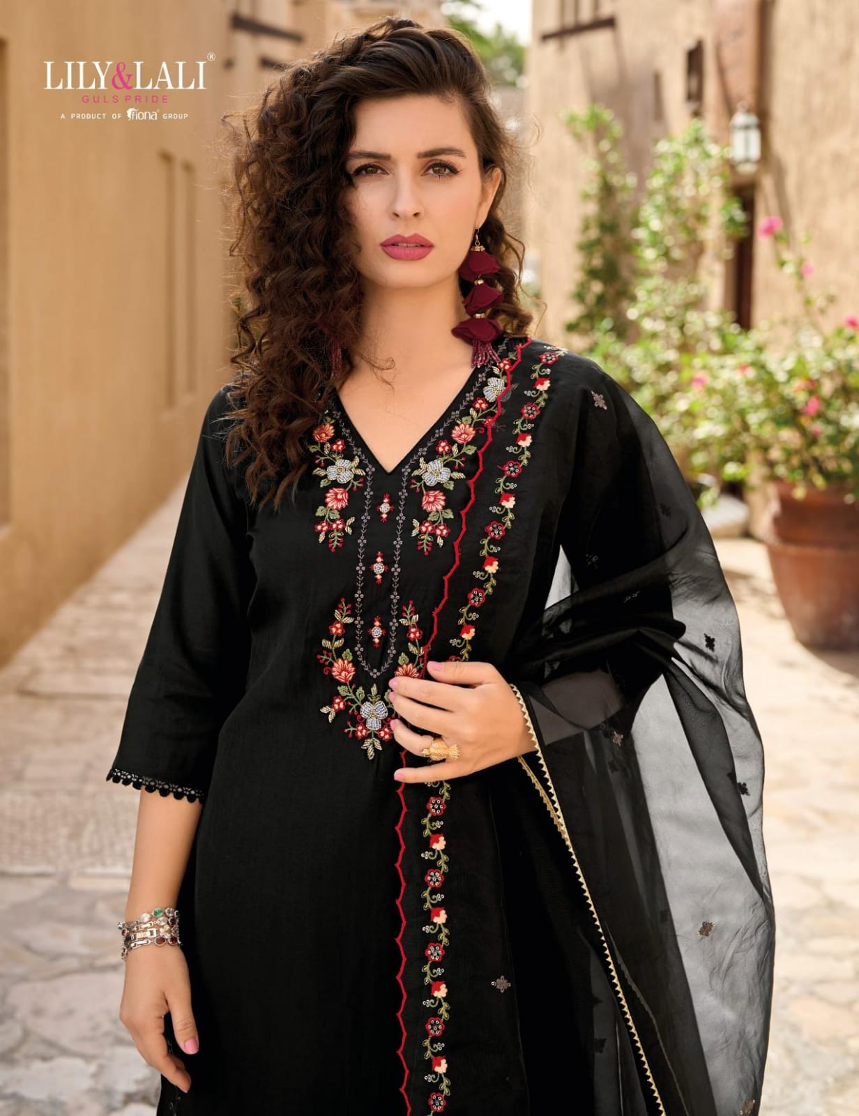 Radha Black Embroidered Tulip Suit Set